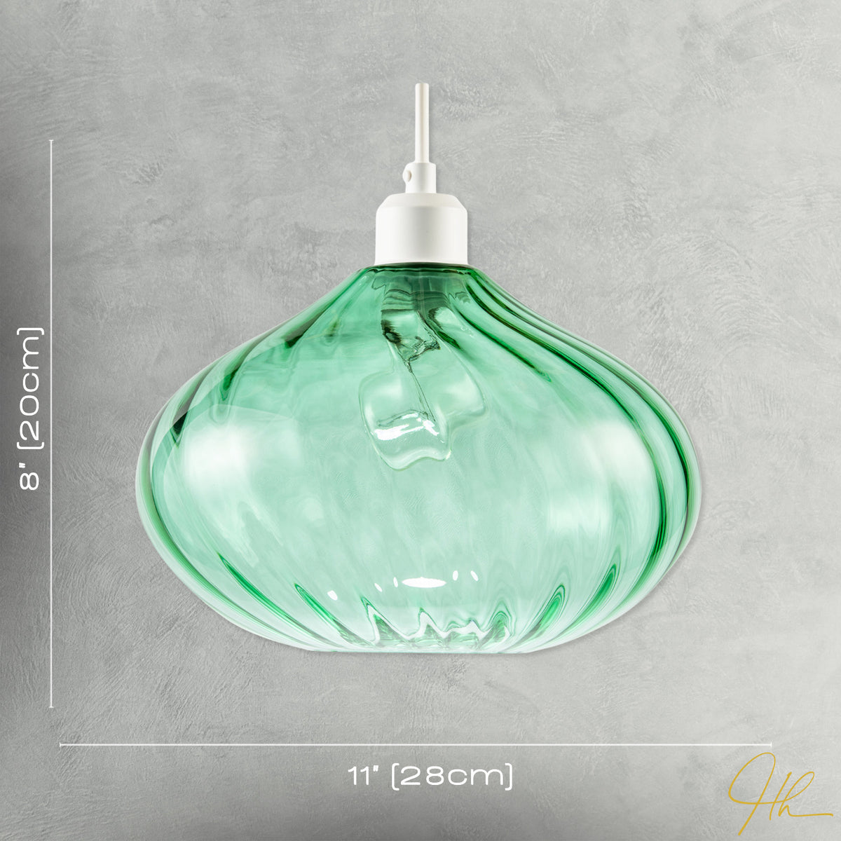 Modern Designer Emerald Green Line Twisted Glass Pendant Light Shade Image 7