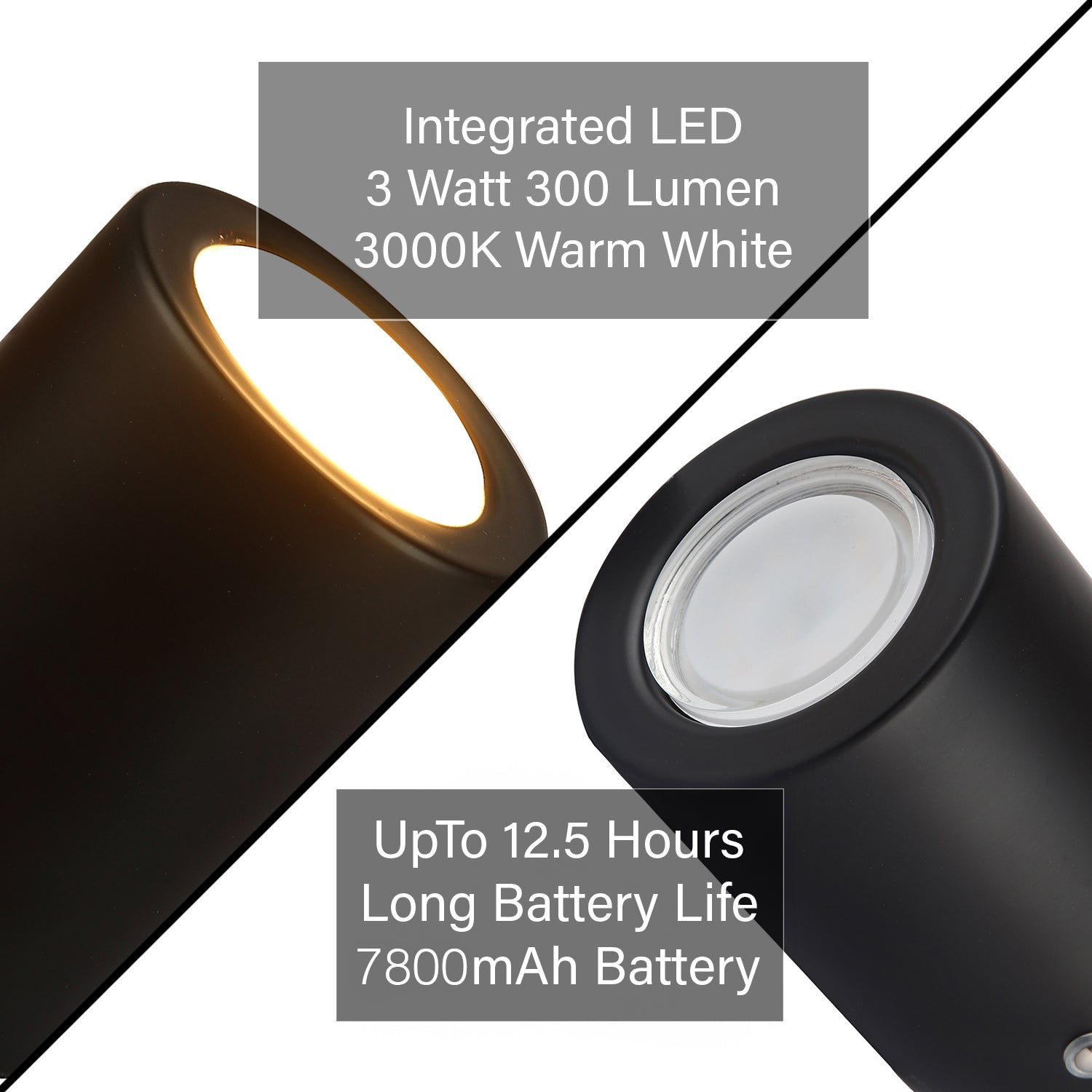 Modern Rechargeable Can-Style Table Lamp in Matte Black with Touch Dimmer Button Image 5