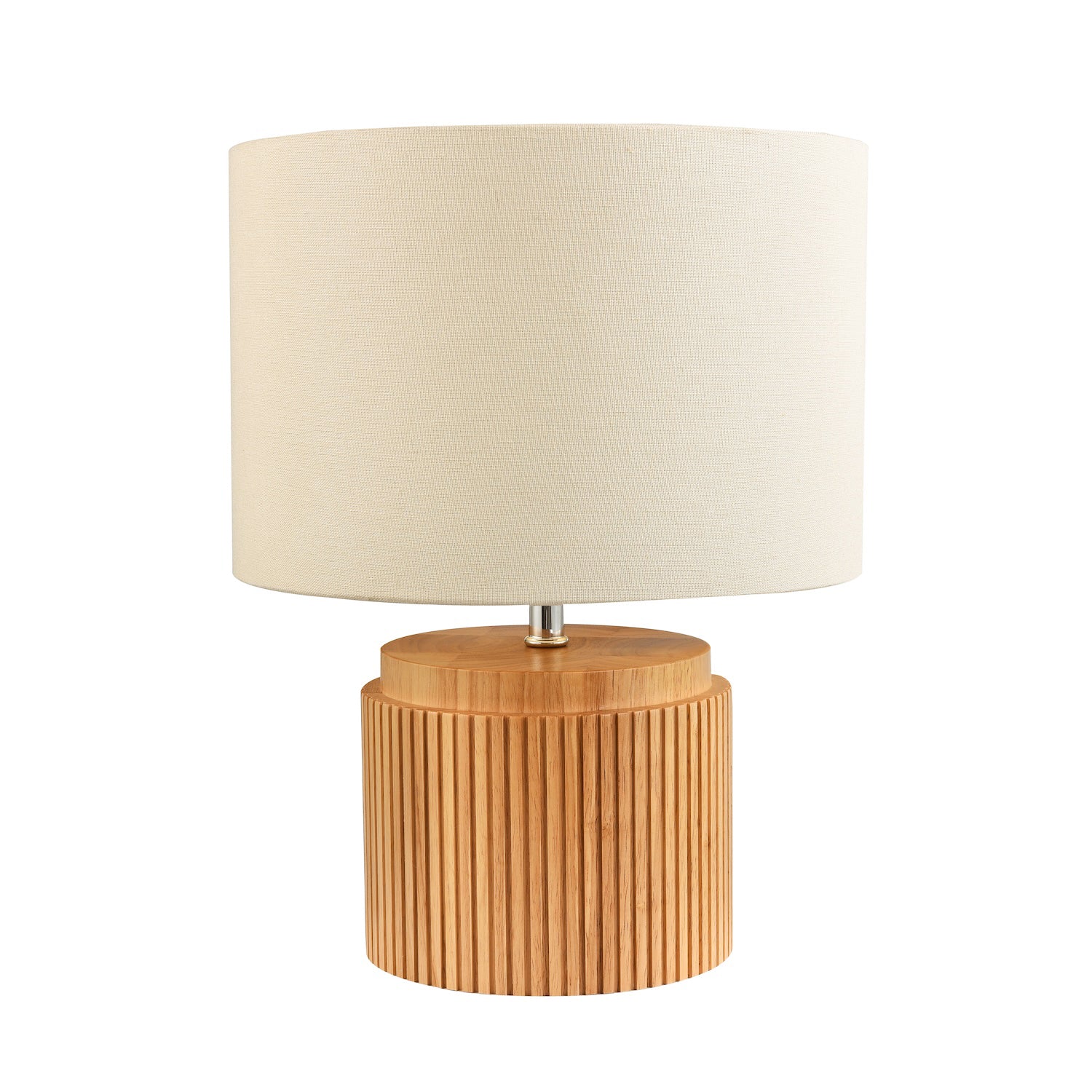 Classic and Stylish Real Wooden Table Lamp with Natural Cream Linen Fabric Shade Image 5