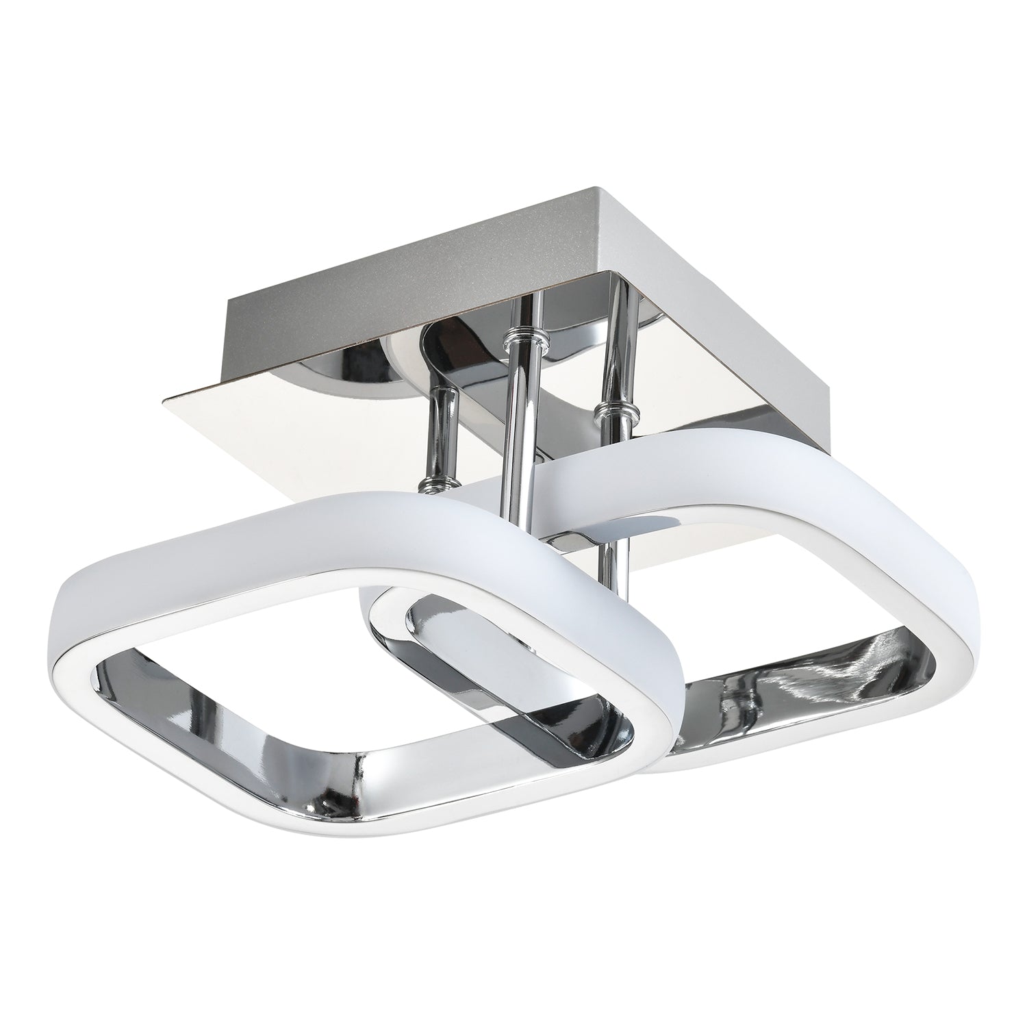 Contemporary Compact Double Head LED Chrome Ceiling Light Fitting Image 2
