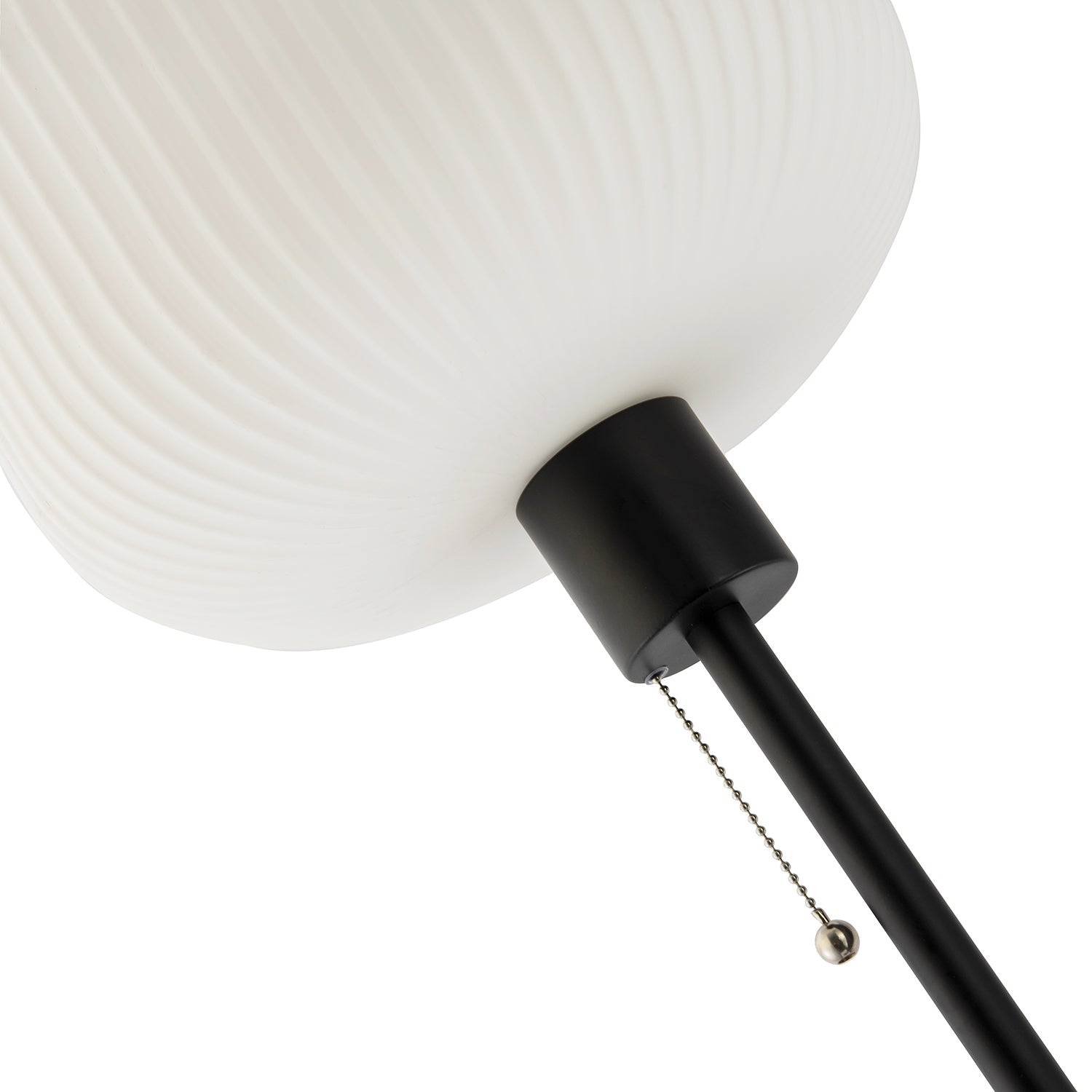 Modern Matte Black Floor Lamp with Opal White Glass Shade and Pull Switch Image 4