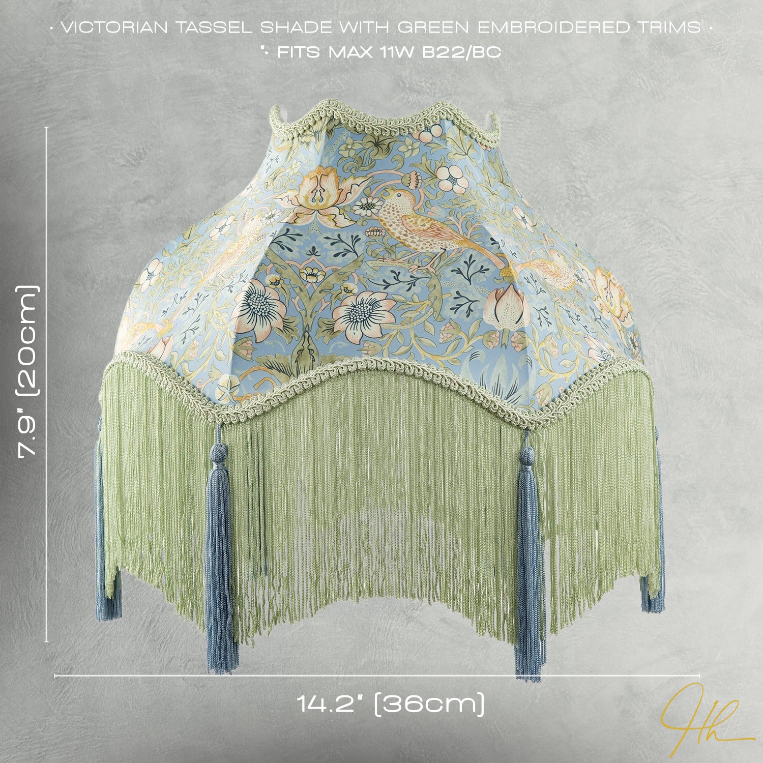 Vintage Victorian Shabby Chic Lamp Shade in Emerald Green and Blue Image 7