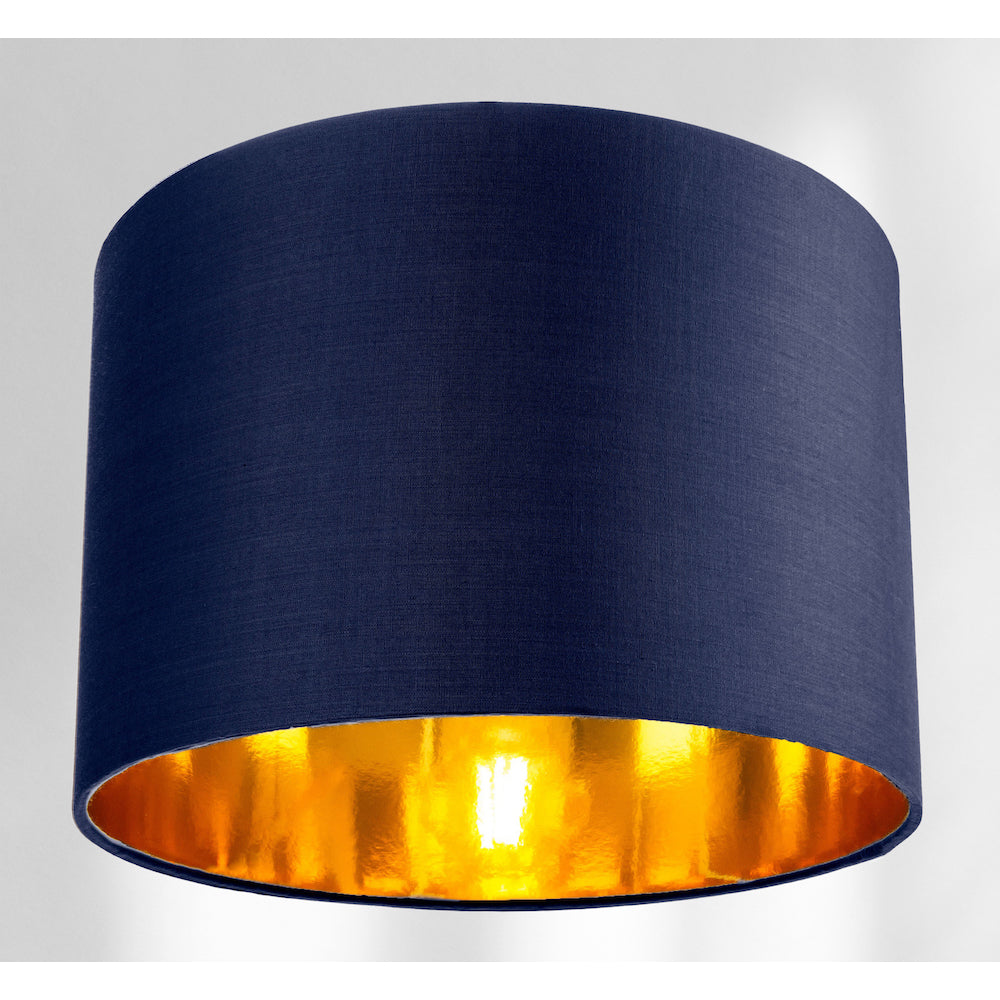 Contemporary Blue Cotton 10" Table/Pendant Lamp Shade with Shiny Copper Inner Image 2