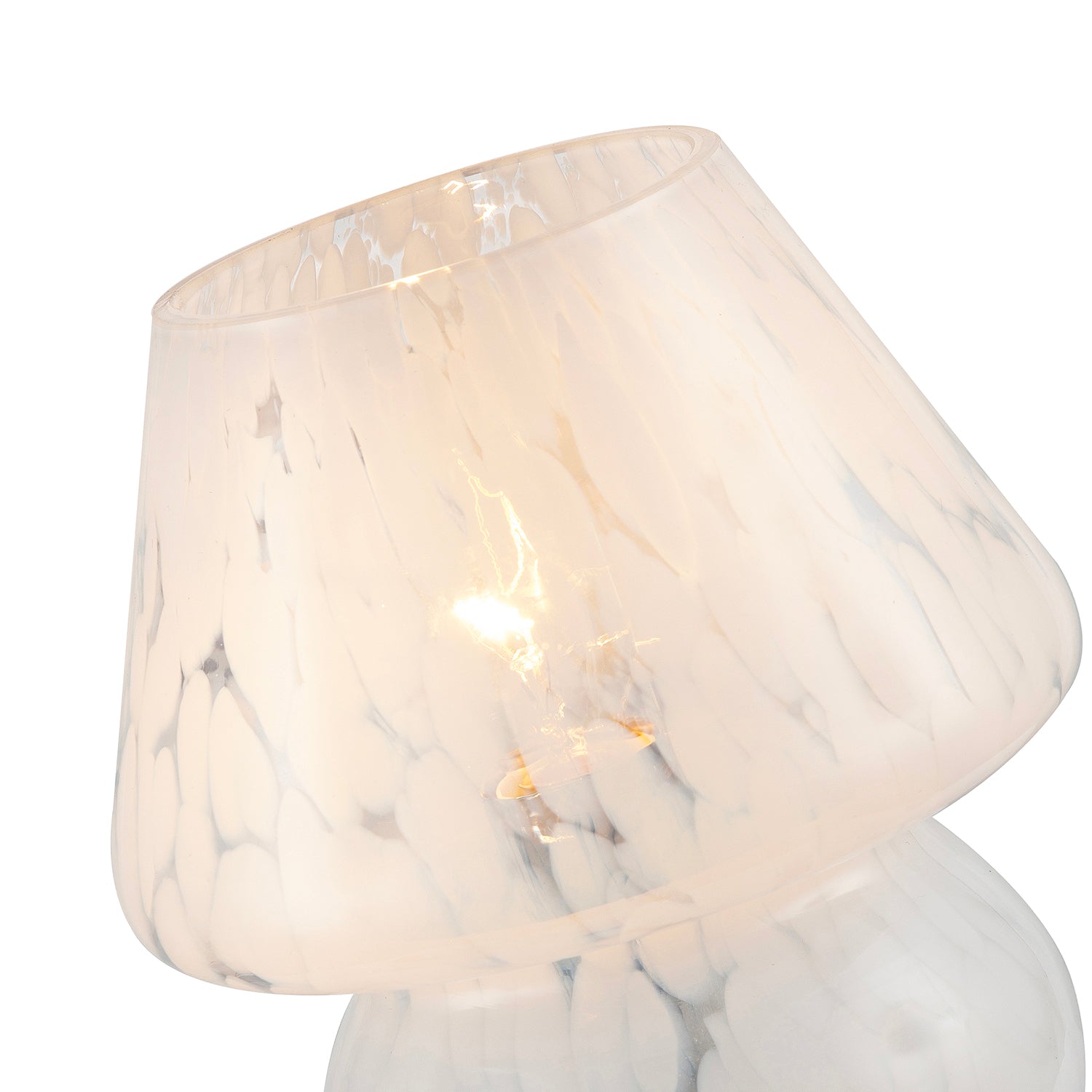 Modern Designer Mushroom Glass Table Lamp in White Snowflake Pattern Image 3