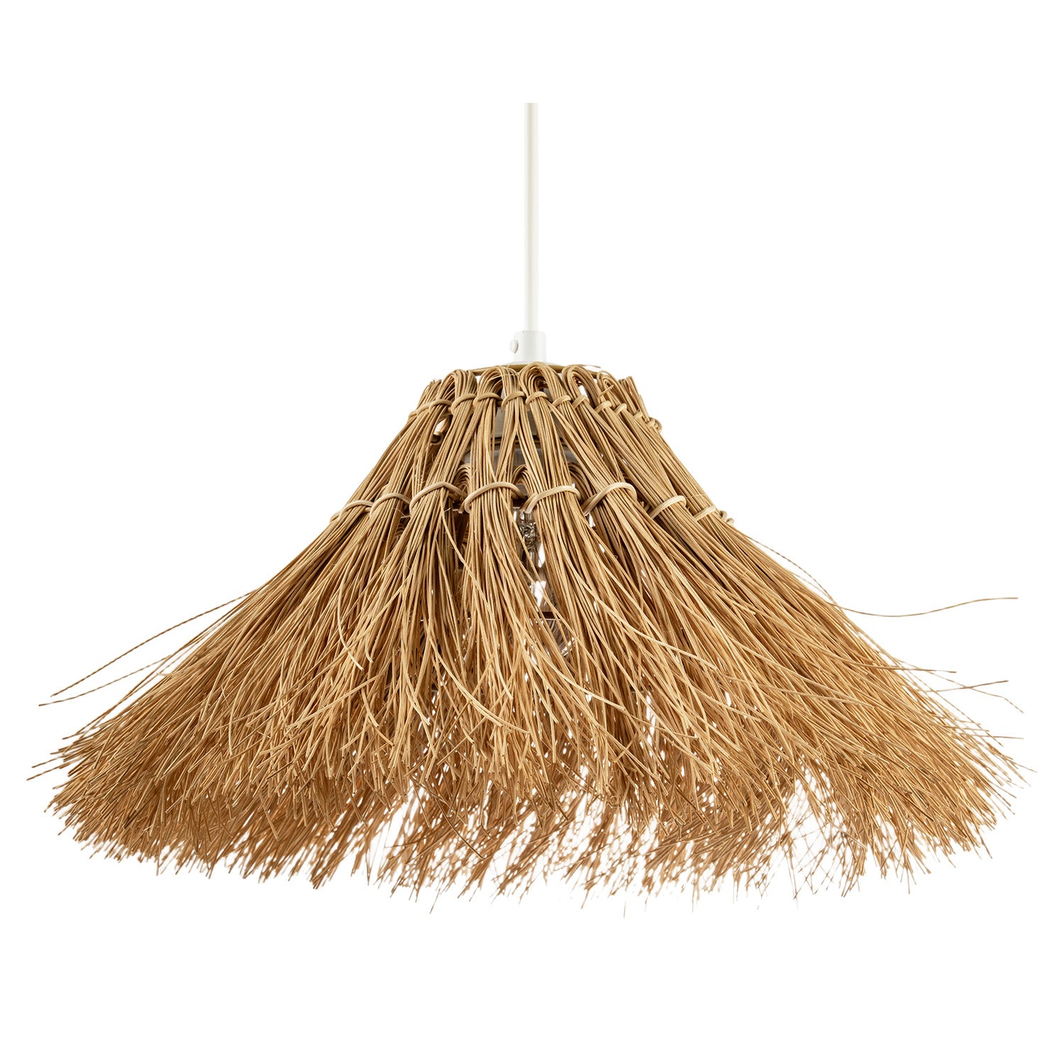 Natural Raffia Handcrafted Rattan Pendant Lamp Shade with Long Strands Image 1