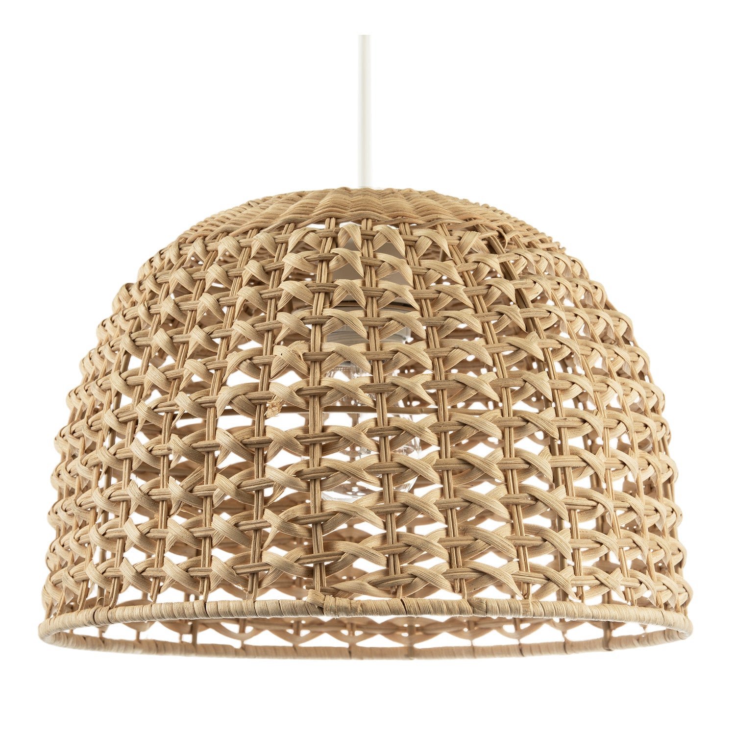 Vintage Intricate Woven Lattice Light Toned Rattan Pendant Light Shade Image 1