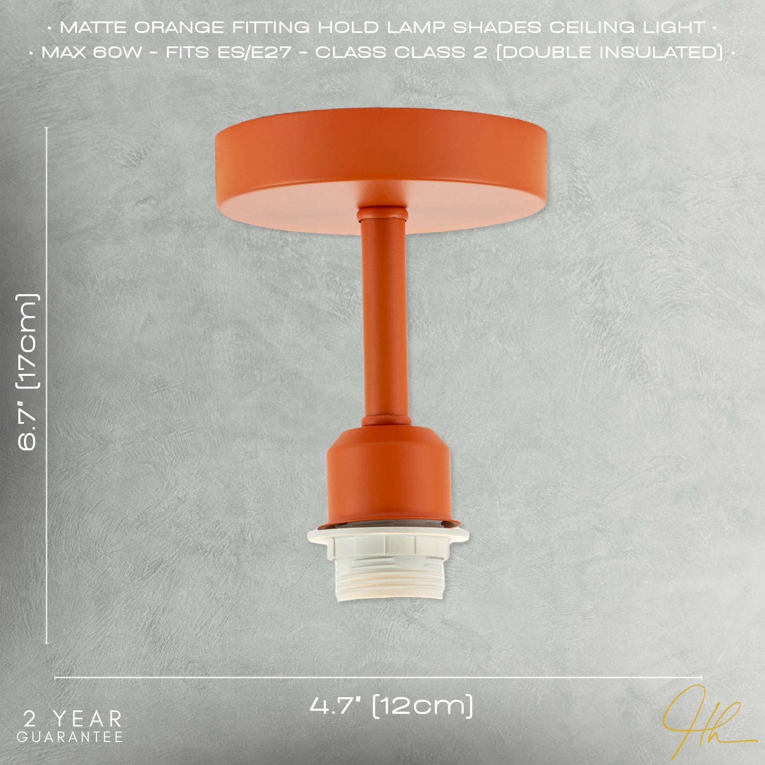 Traditional Matte Orange Ceiling Light Fitting to Hold Lamp Shades Image 7