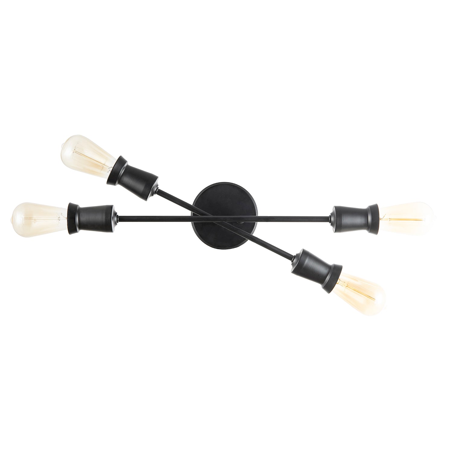 Industrial Vintage Matte Black Ceiling Light with Straight Metal Arms Image 4