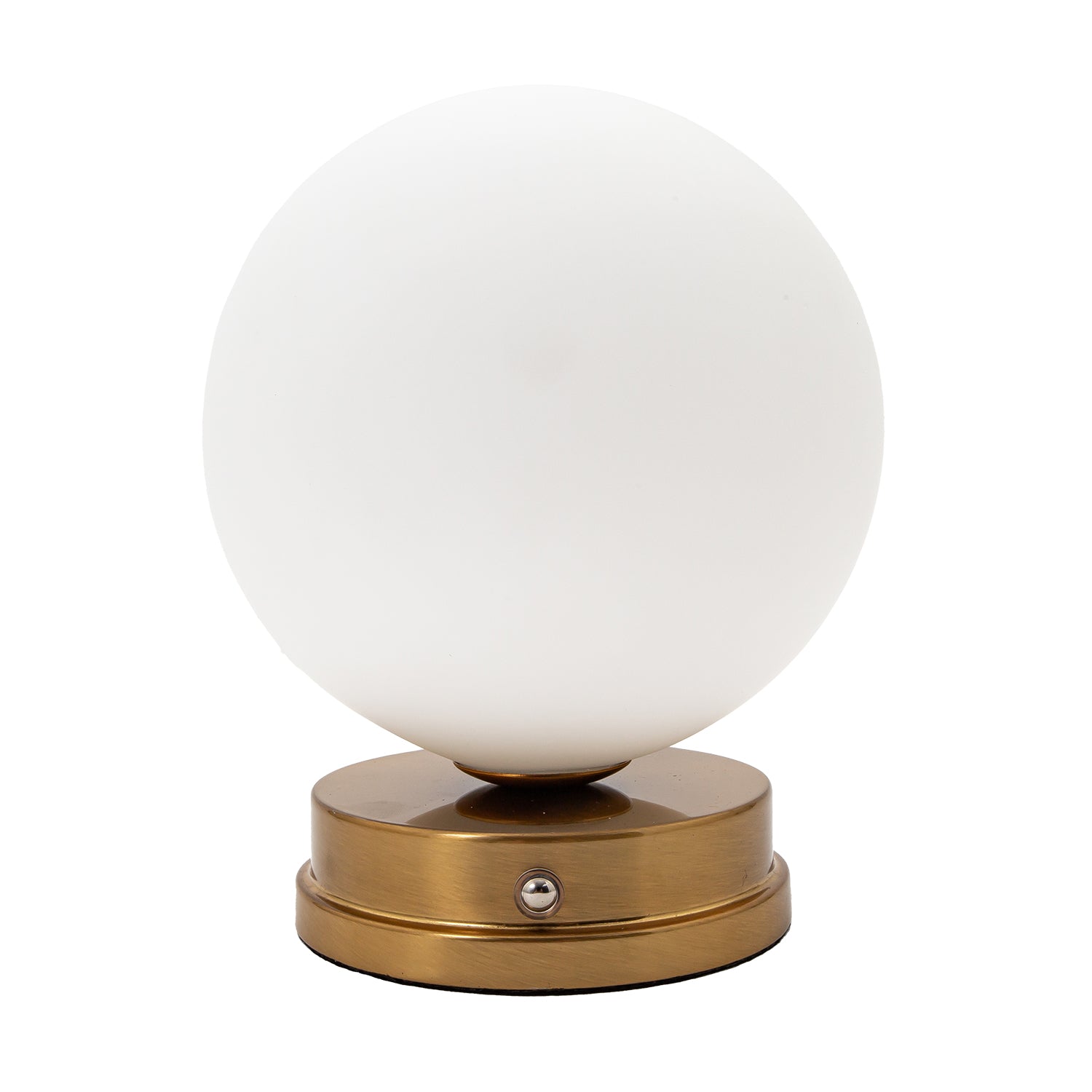 Modern Gold Rechargeable Touch Dimmable Table Lamp with White Glass Globe Shade Image 1