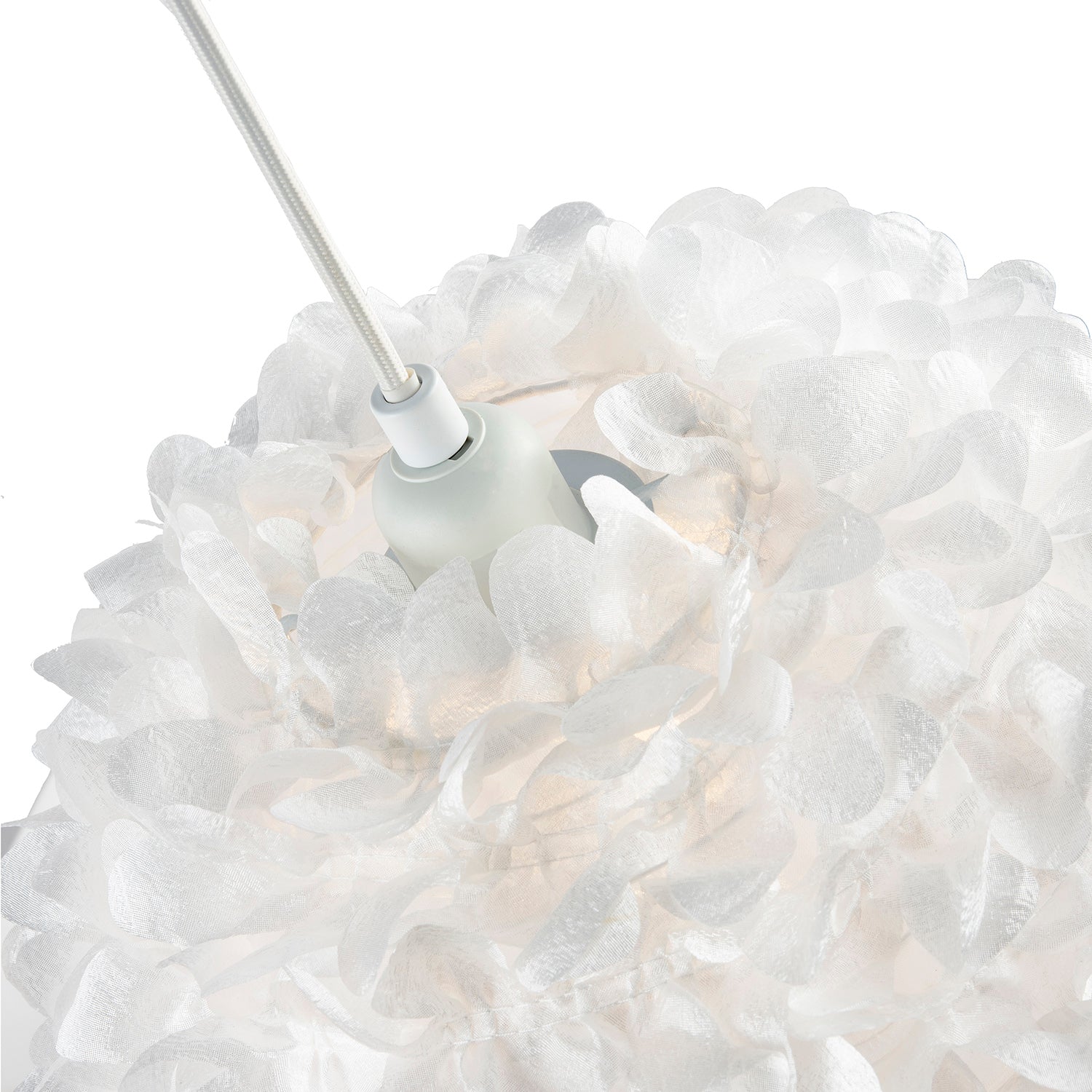 Chic Designer 30cm Pendant Light Shade with White Fabric Folded Petals Image 3