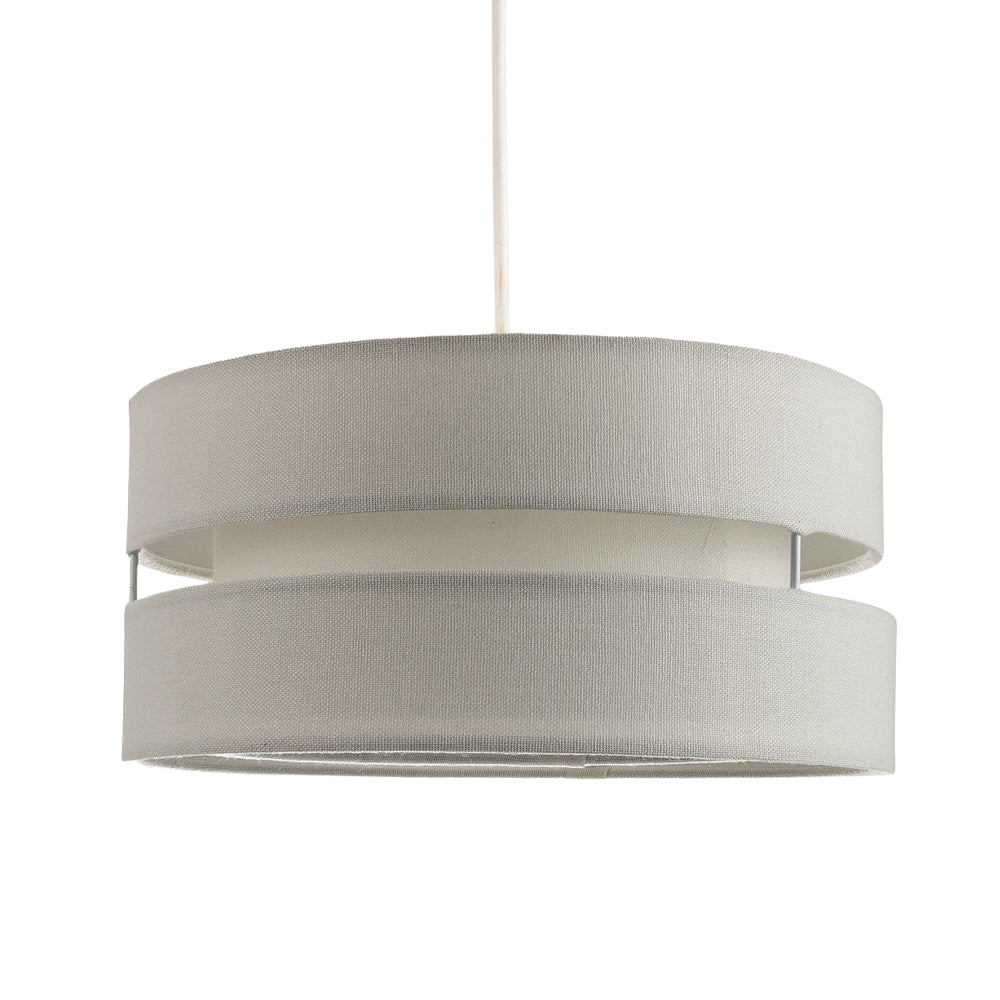 Contemporary Quality Grey Linen Fabric Triple Tier Ceiling Pendant Light Shade Image 1