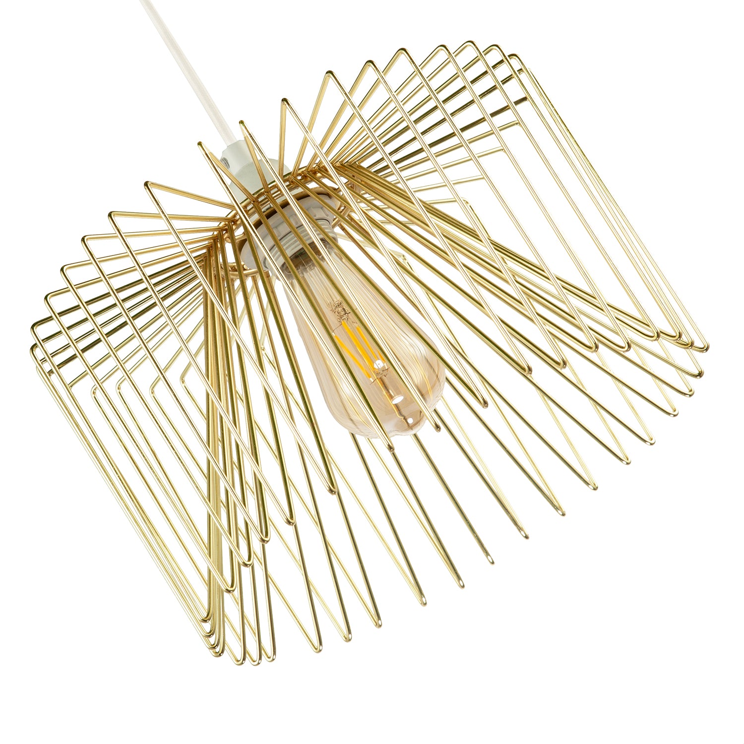 Modern Circular Wire Polished Gold Metal Pendant Ceiling Light Shade Image 3
