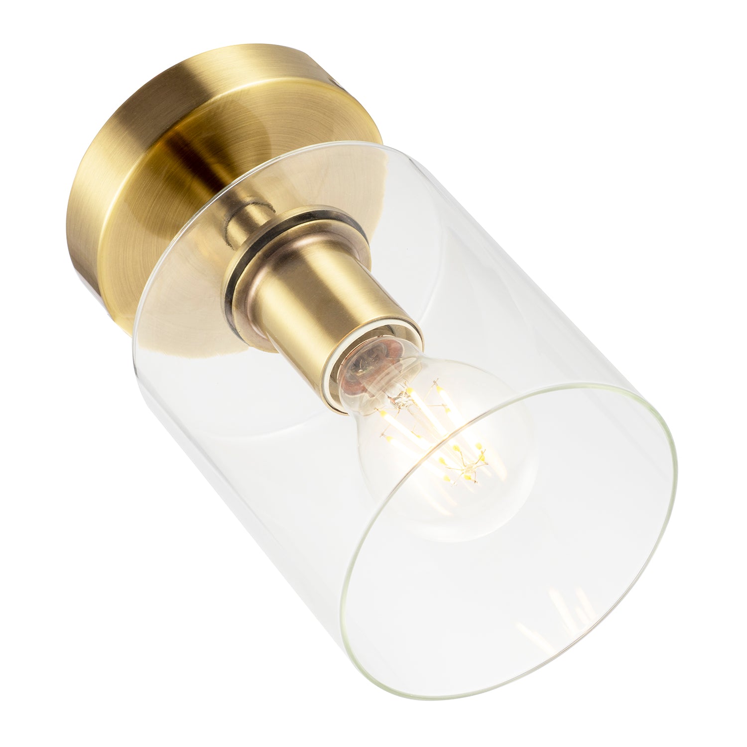 Antique Brass Compact Ceiling Light Fitting with Clear Glass Shade Image 5