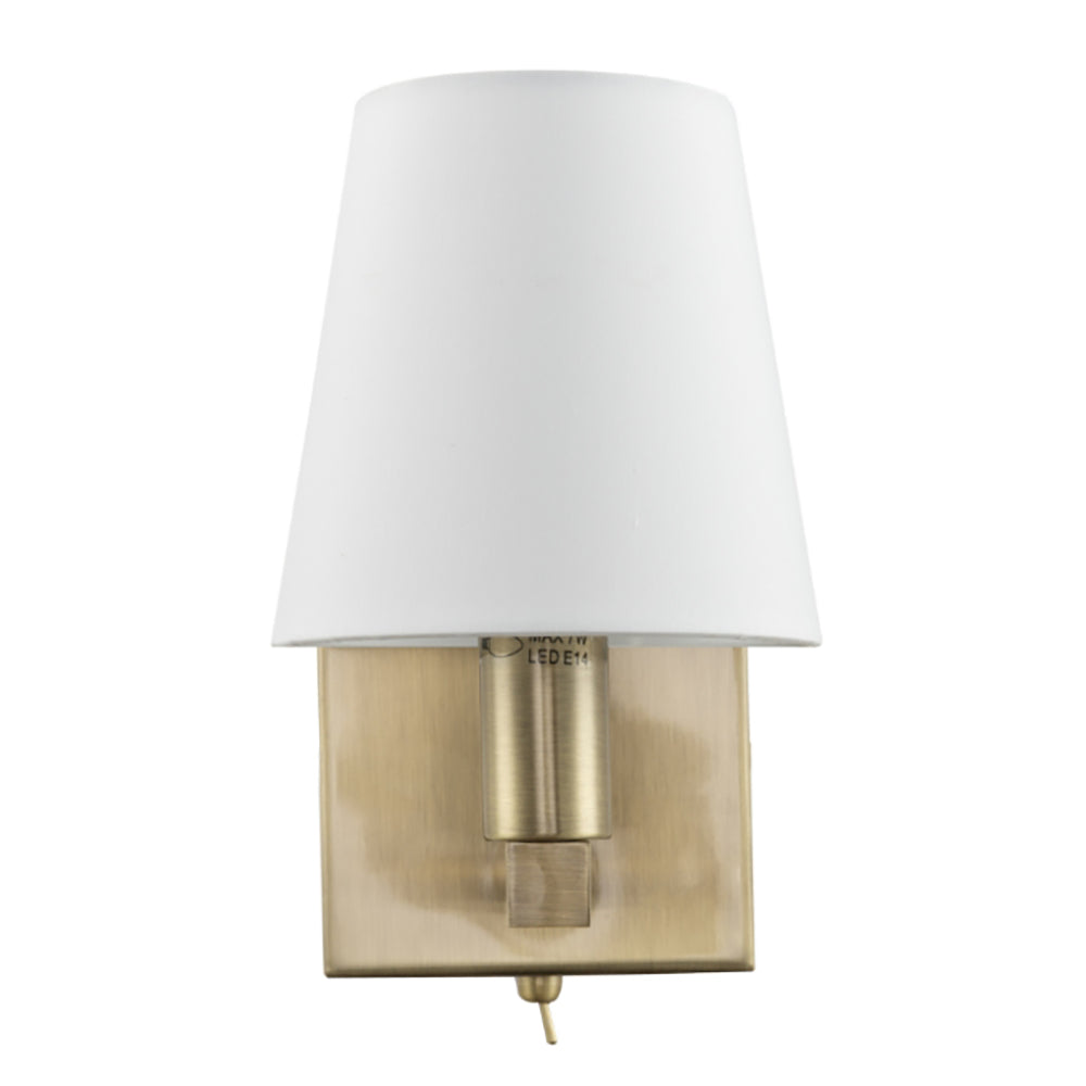 Sleek Bedside Wall Light in Antique Brass with Toggle Switch and Shade Image 5
