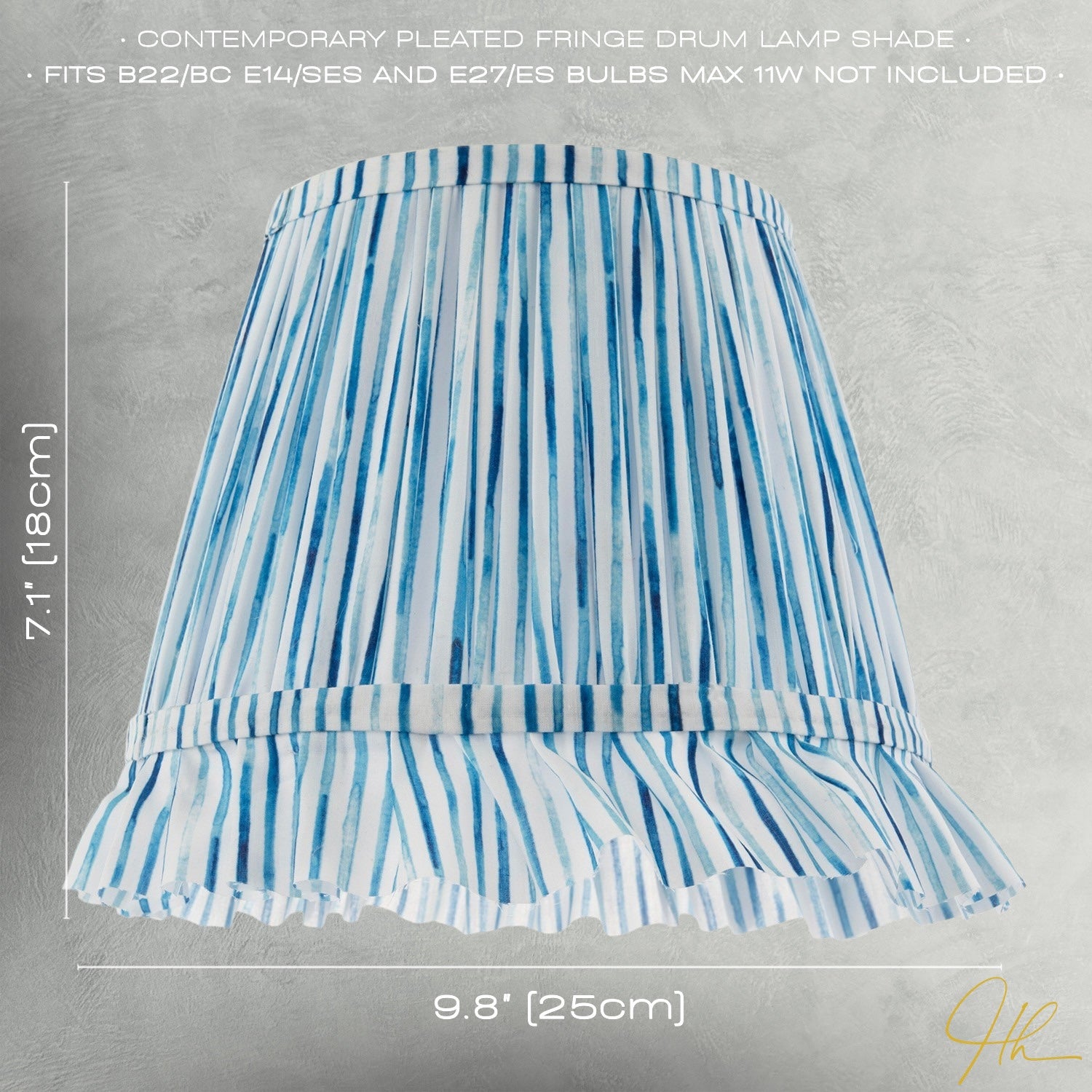 Vintage Blue and White Faux Silk Plated Lamp Shade with Bottom Fringe Image 7