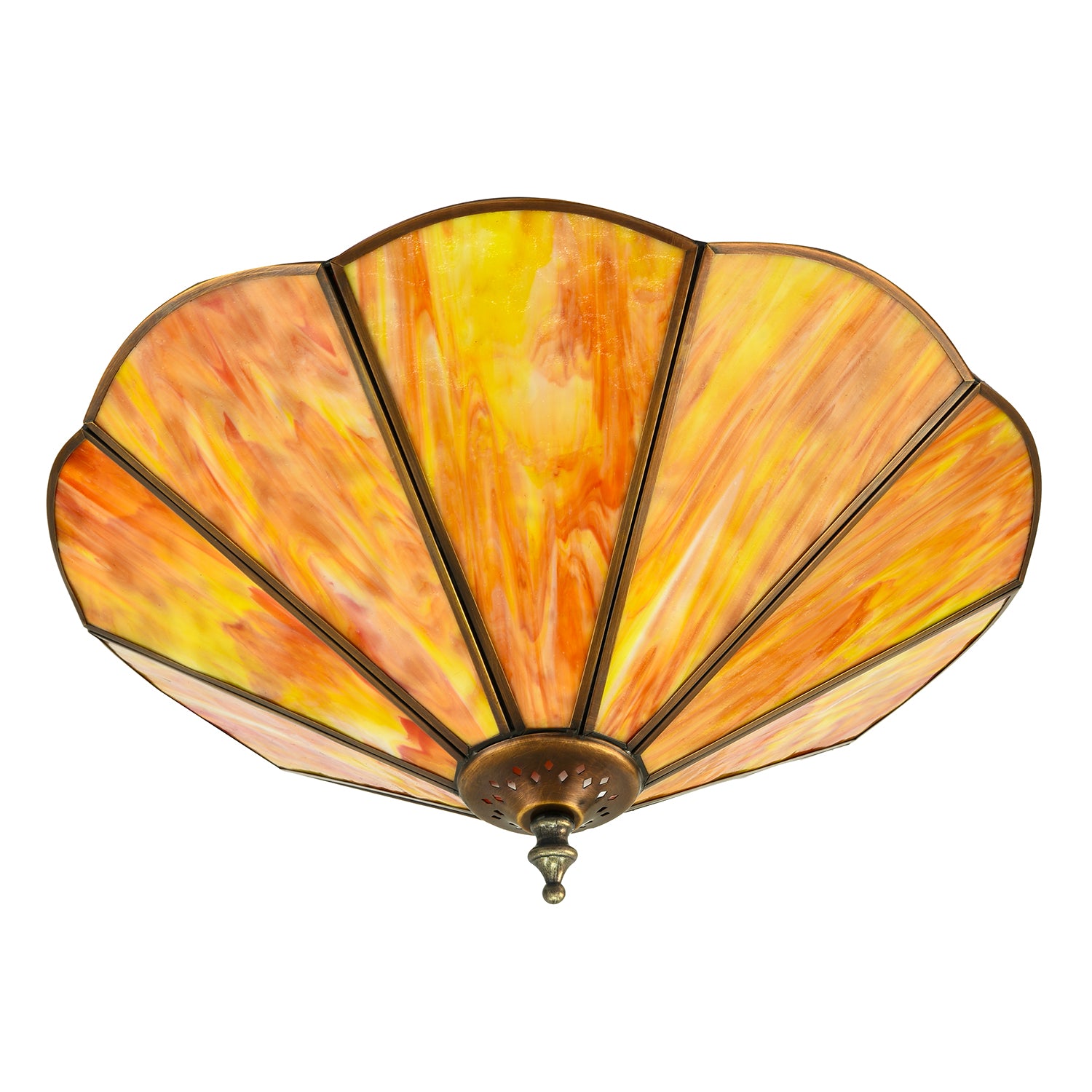 Orange Amber Chic Tiffany Glass Easy Fit Pendant Shade with Chains Image 5