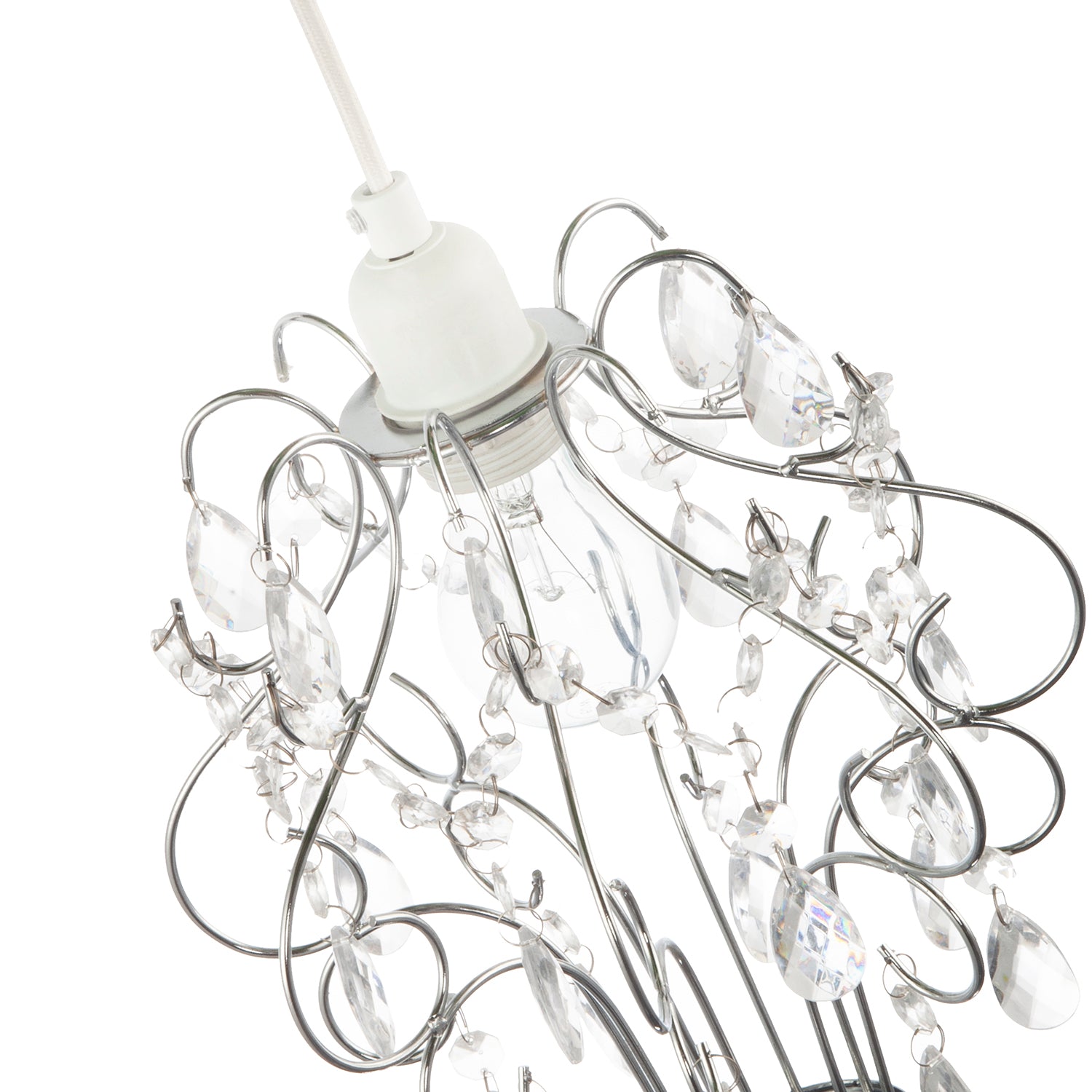 Polished Chrome Shabby Chic Chandelier Style Pendant Shade with Acrylic Image 4
