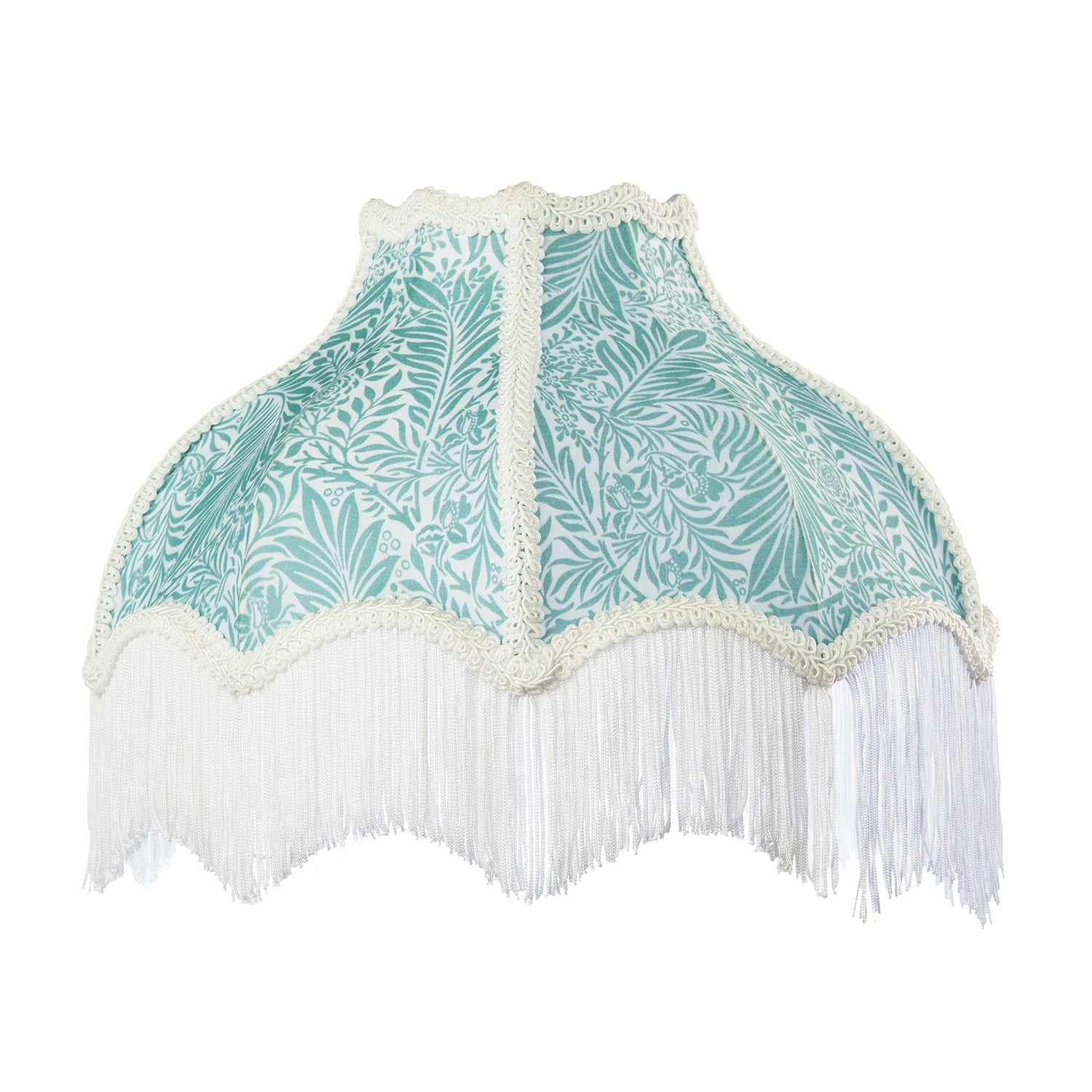 Classic Victorian Lamp Shade in Light Emerald Green Velvet with Trims Image 4