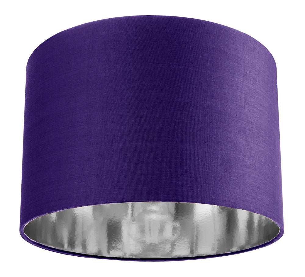 Contemporary Purple Cotton 12" Table/Pendant Lamp Shade with Shiny Silver Inner Image 1