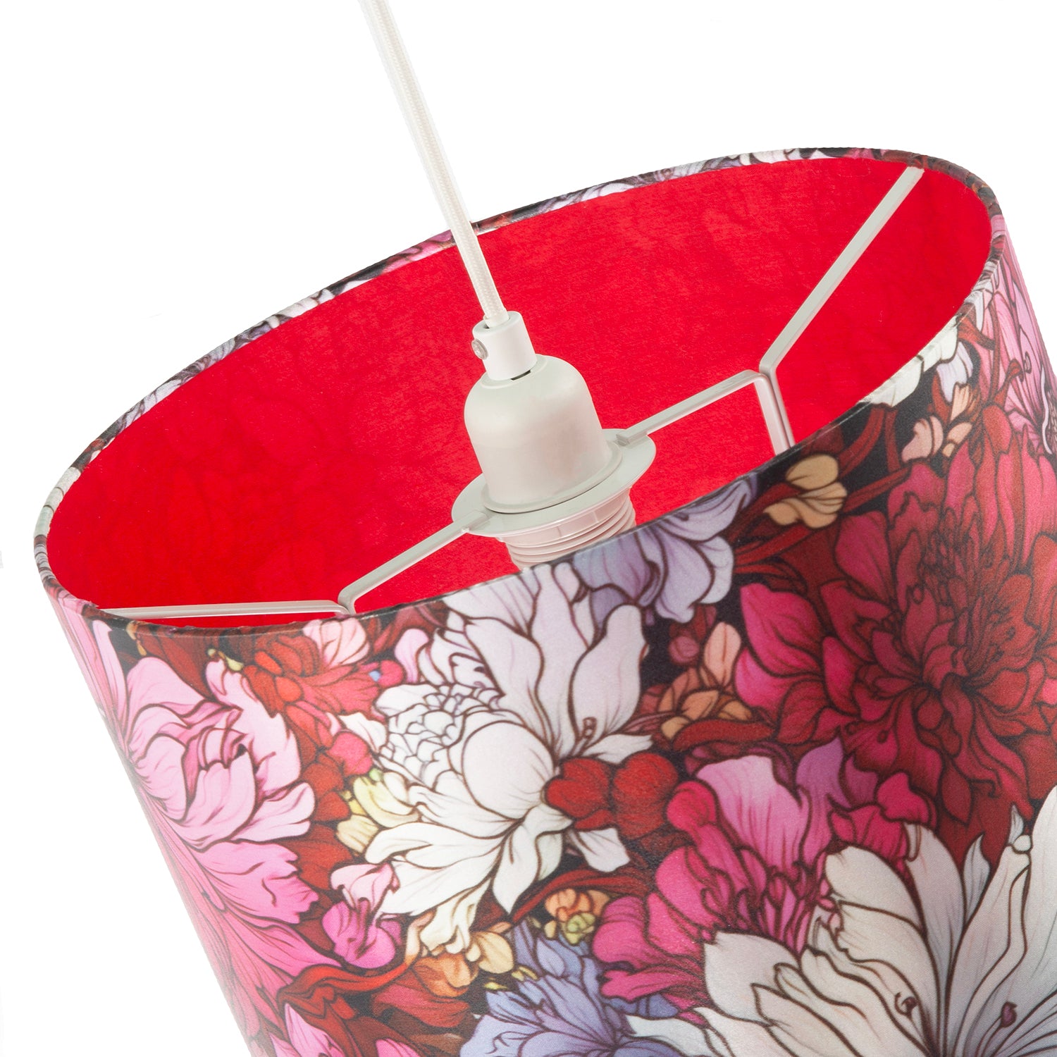 Classic Red Lilac and Pink Chrysanthemum Japanese Style Lamp Shade Image 5