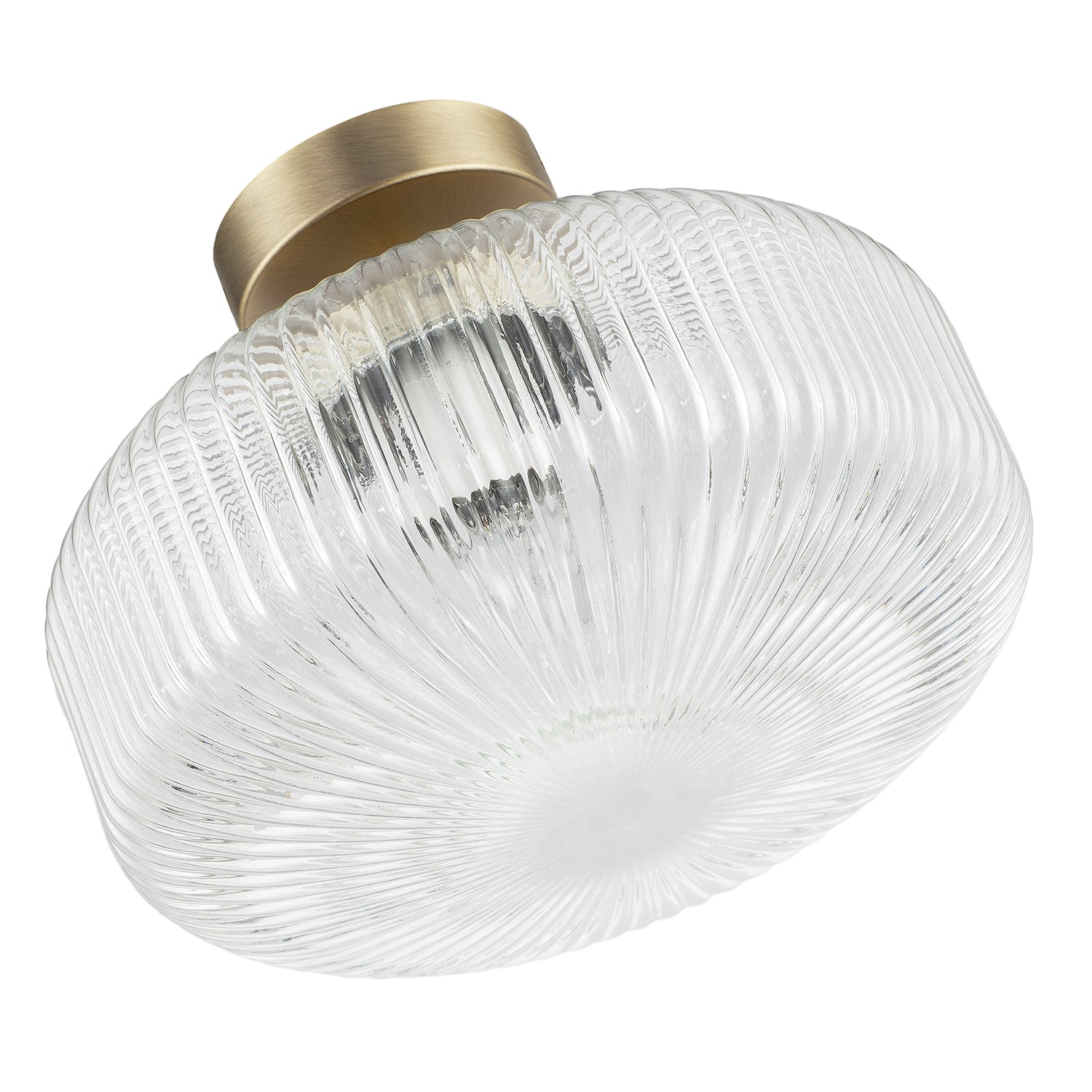 Modern Bathroom Ceiling Light with Clear Fluted Glass in Antique Brass Image 3