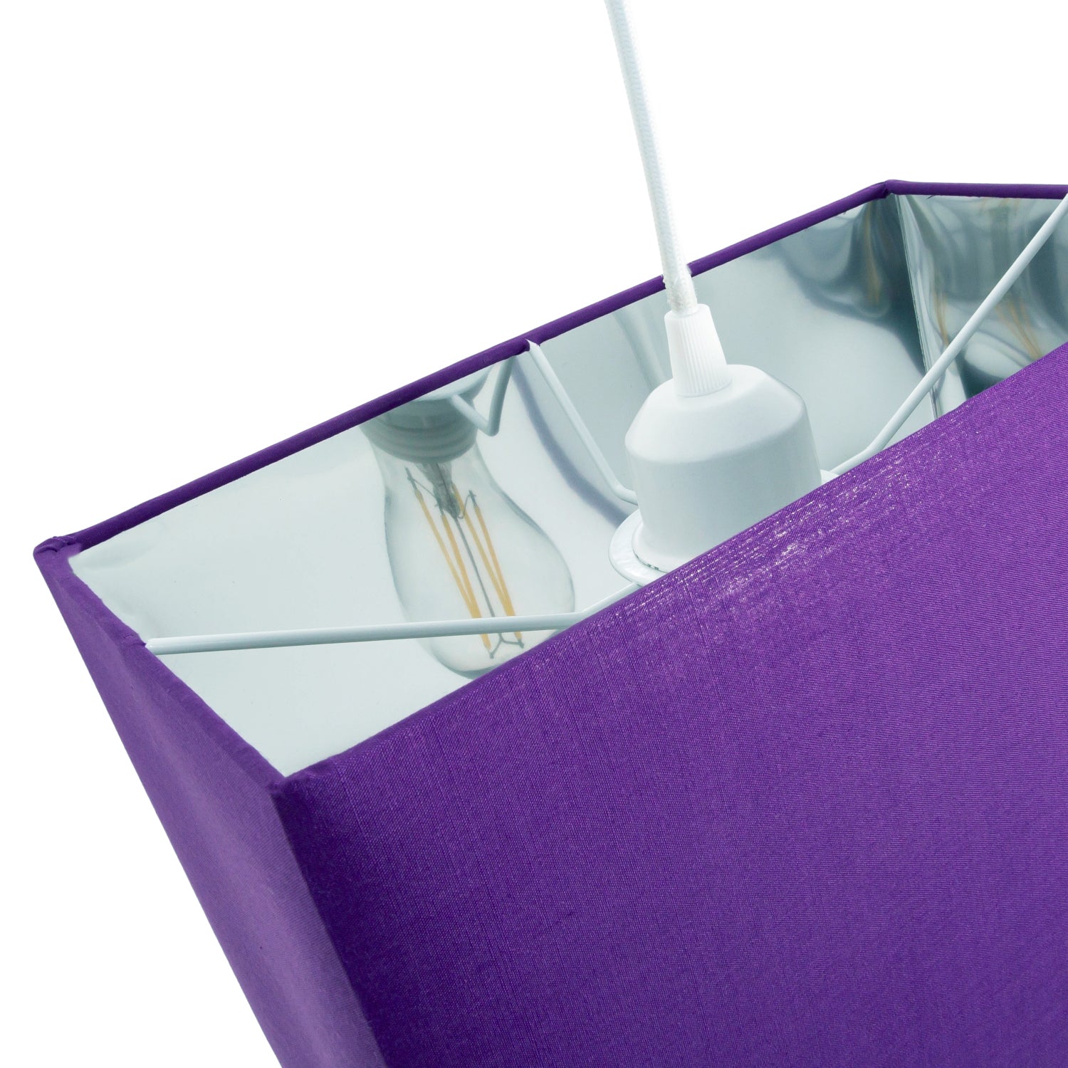 Contemporary Purple Cotton Fabric Rectangular 30cm Lamp Shade with Silver Inner Image 4