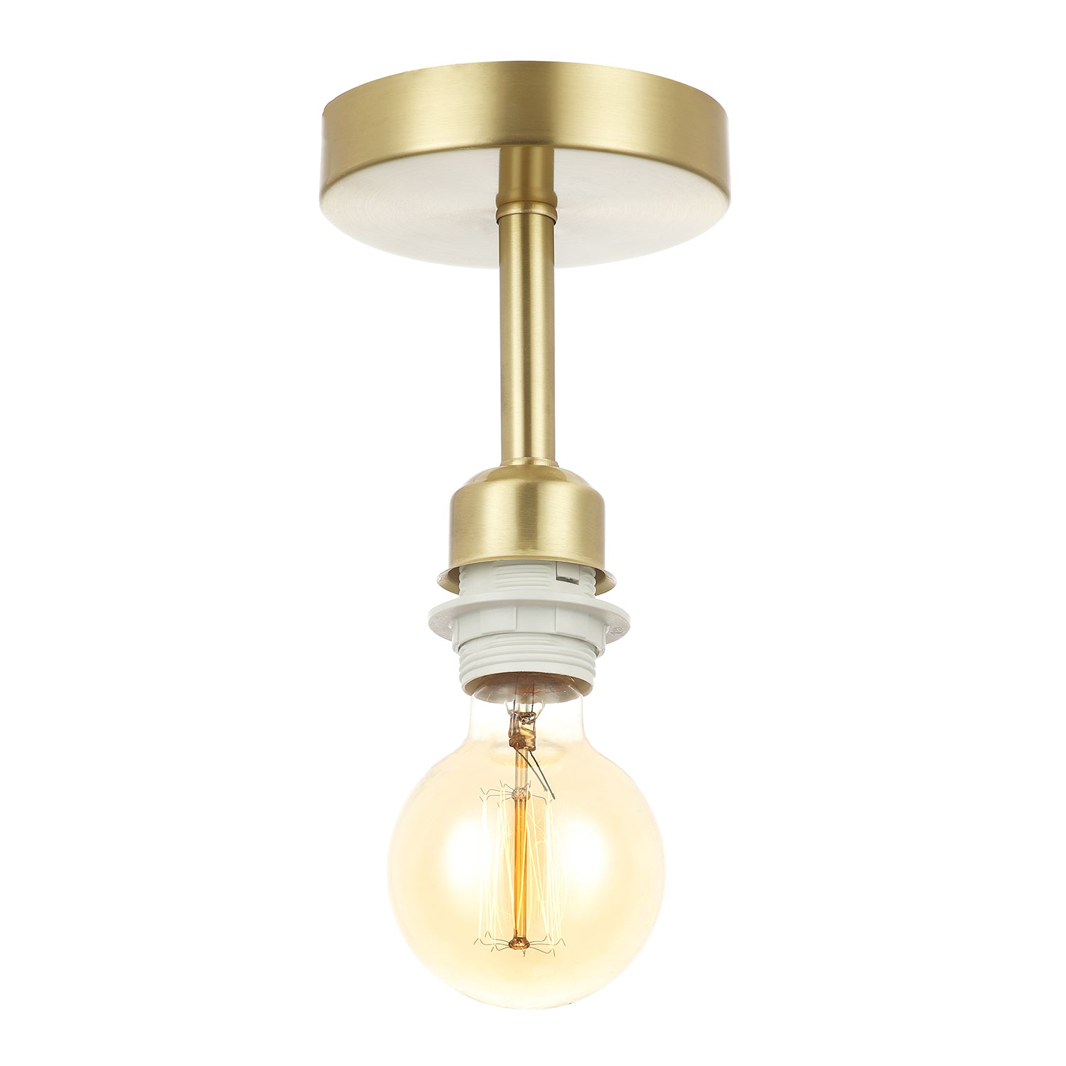 Satin Brass Gold Plated Ceiling Light Fitting for Industrial Style Light Bulbs Image 3