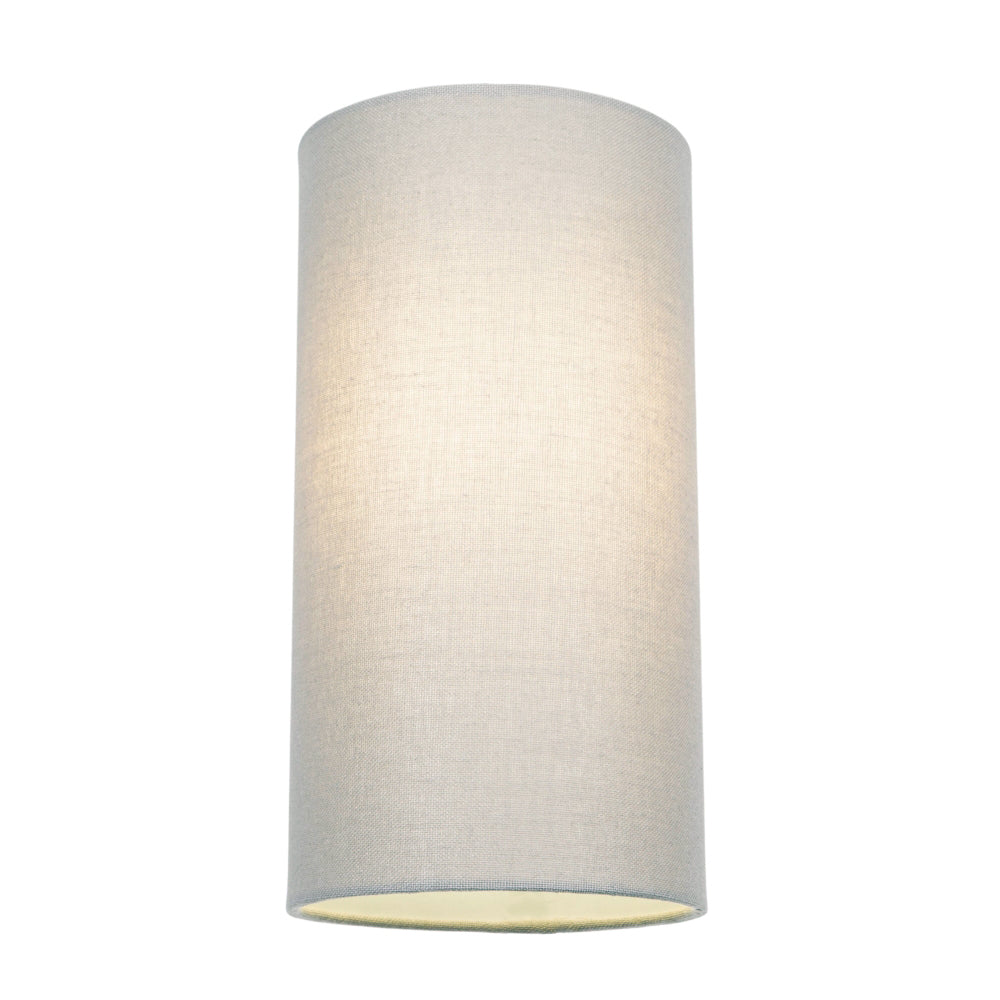 Contemporary and Stylish Dove Grey Linen Fabric Tall Cylindrical 25cm Lampshade Image 2