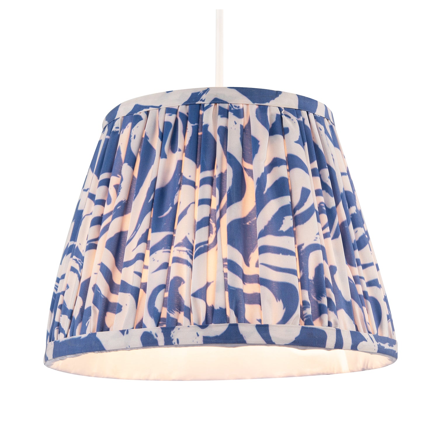 Modern Blue Nova Pleated Cotton Fabric Lamp Shade with Tapered Design Image 2