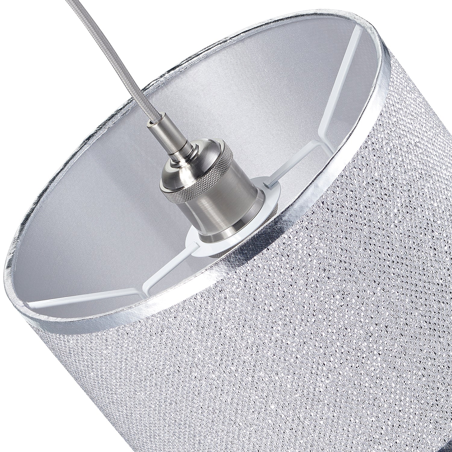 Modern and Designer Mini Diamond Silver Glitter Fabric Lamp Shade 25cm Wide Image 5