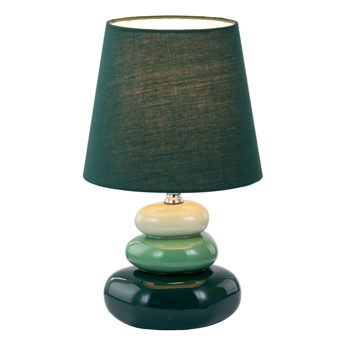 Ceramic Pebble Table Lamp with Olive Forest and Pale Green Colours Image 2