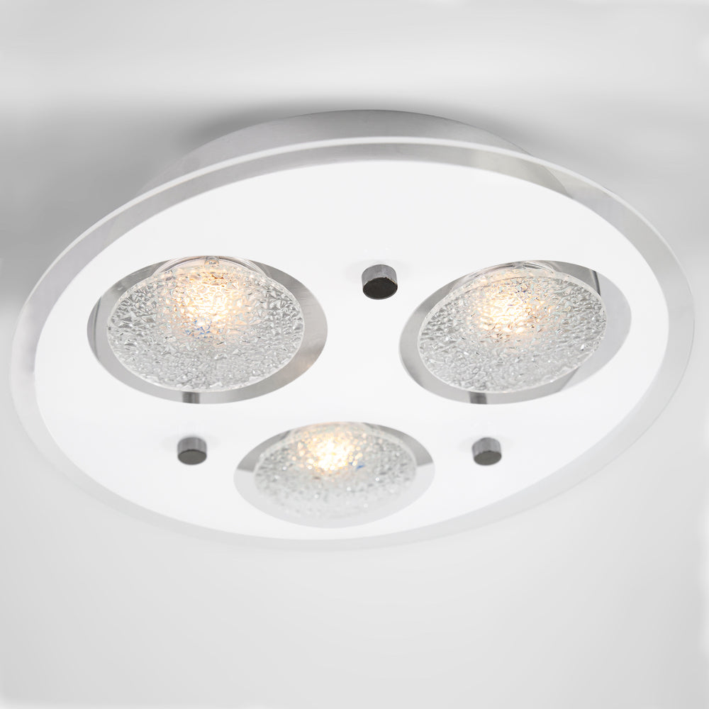 Modern Round LED Bathroom Flush Ceiling Light with Clear/Frosted Glass Plate Image 6