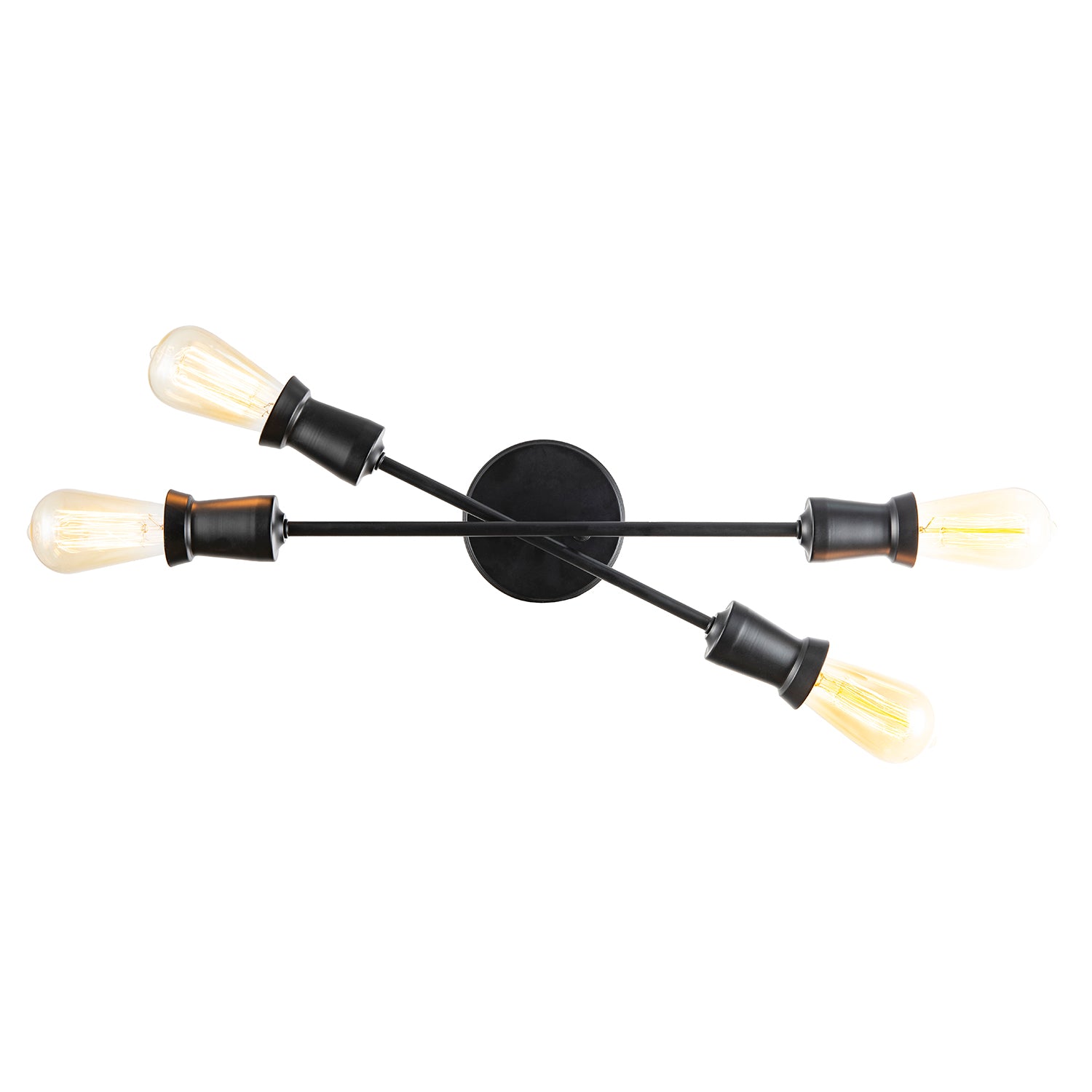 Industrial Vintage Matte Black Ceiling Light with Straight Metal Arms Image 3