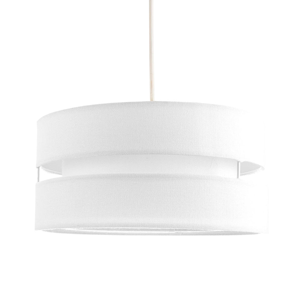 Contemporary Quality White Linen Fabric Triple Tier Ceiling Pendant Light Shade Image 1