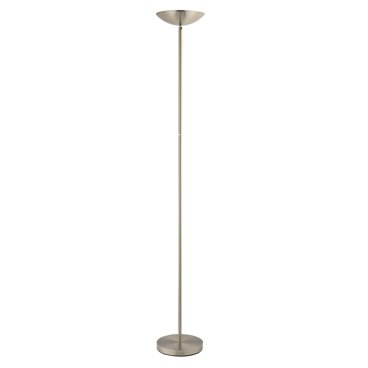 Modern LED Uplighter Metal Floor Lamp in Satin Nickel with Memory Dimmer Button Image 1