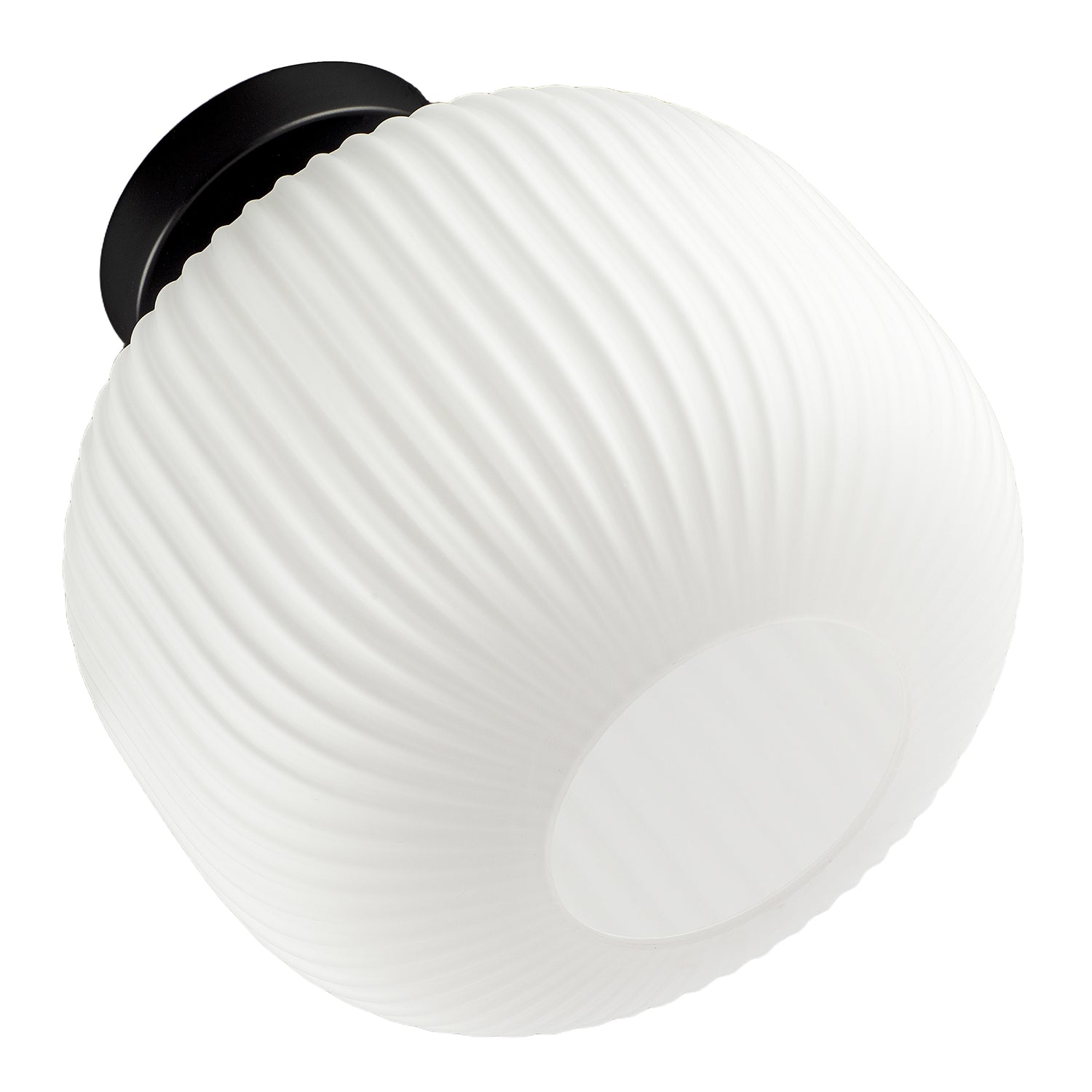 Matte Black Bathroom Ceiling Light with Opal Ribbed Glass Shade Image 3