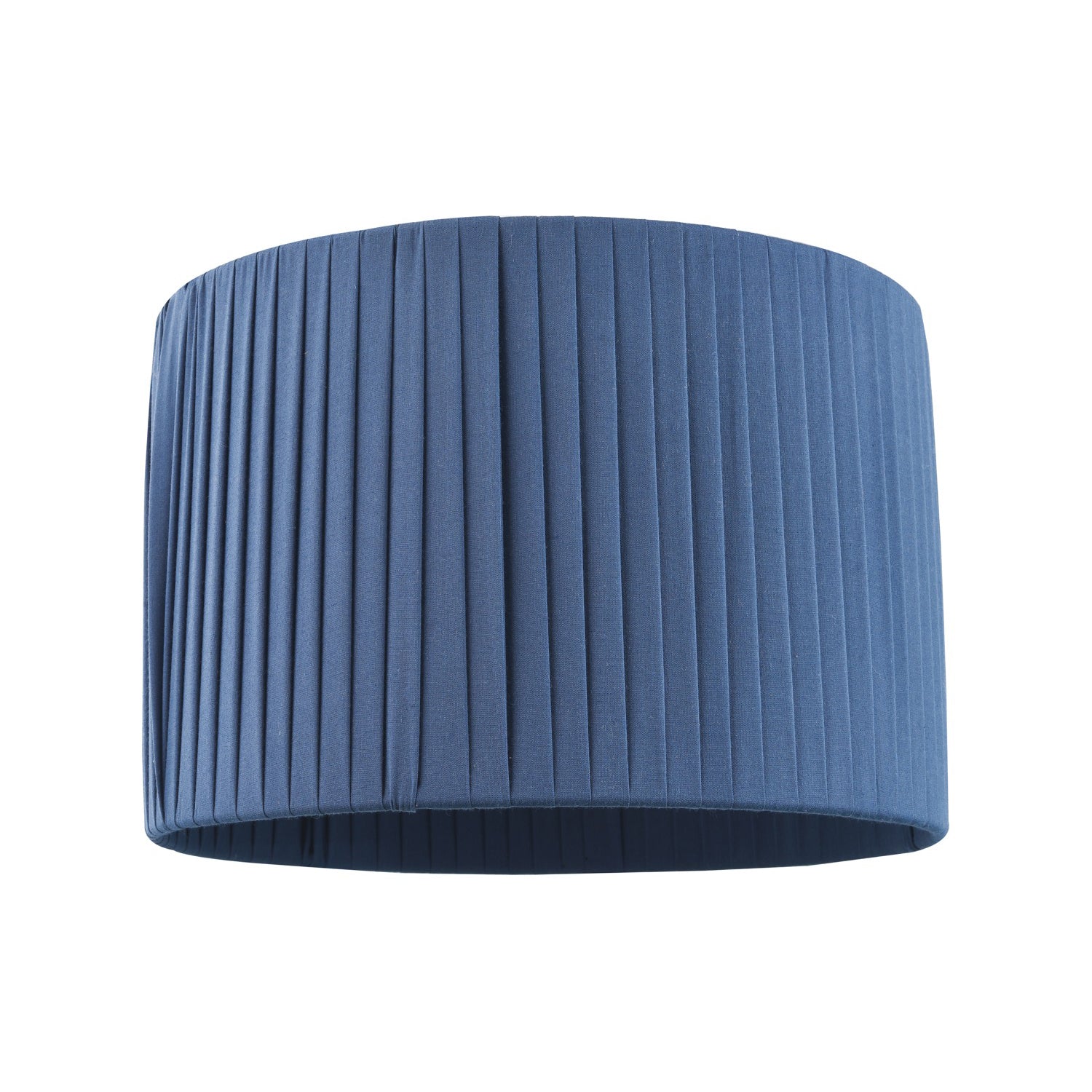 Modern Chic Designer Double Pleated Navy Blue Cotton Fabric 10" Drum Lampshade Image 1