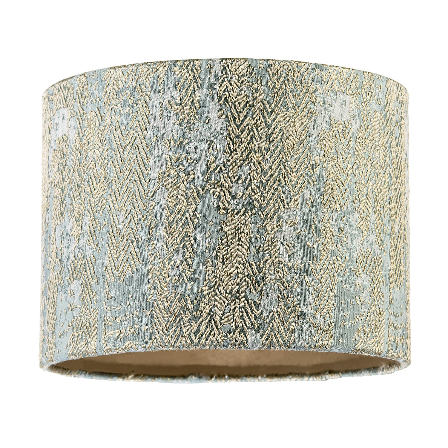 Textured Herringbone and Chevron Jacquard Lampshade in Gold and Silver Image 1