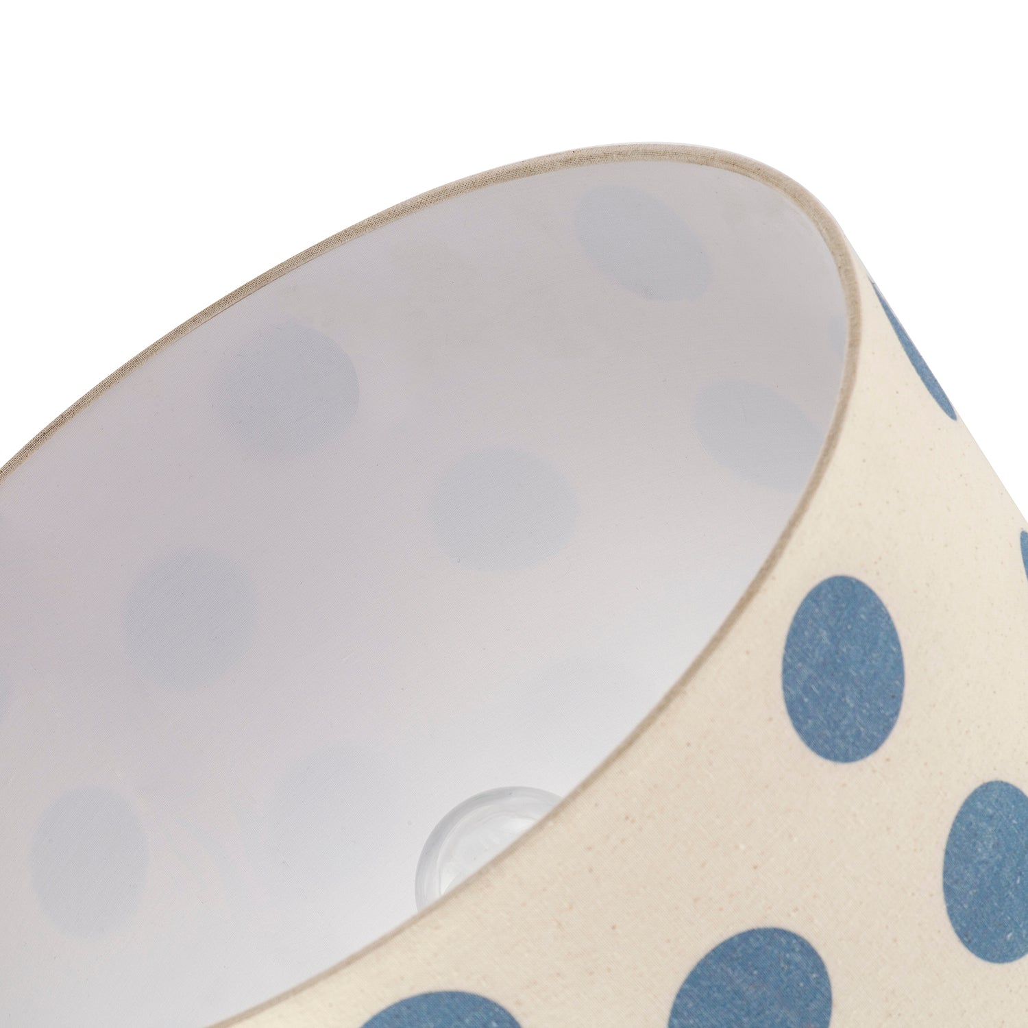 Modern Dusty Amparo Blue Linen Fabric Polka Dot Design Drum Lamp Shade Image 5