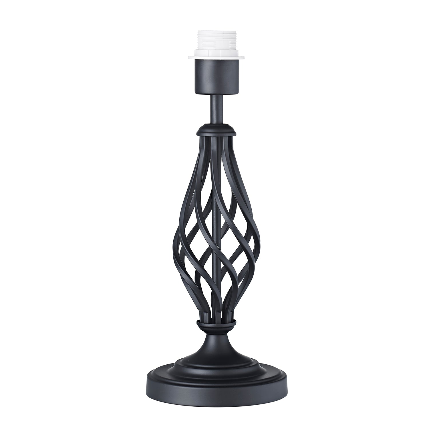 Traditional Black Table Lamp Base with Twist Metal Stem Design and Inline Switch Image 1