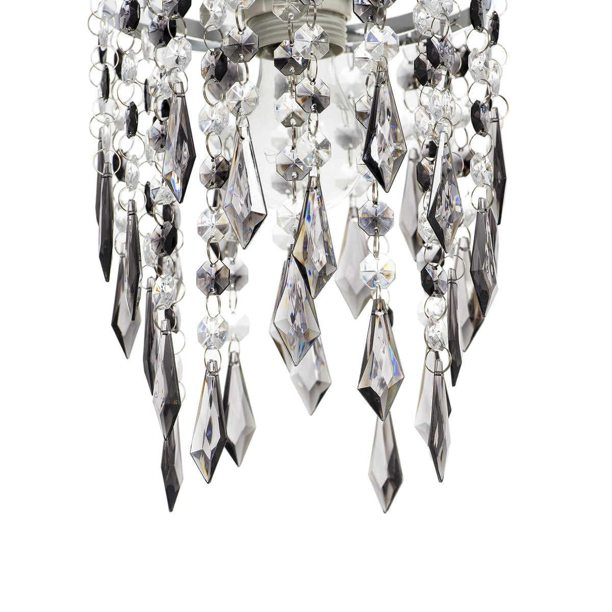 Modern Waterfall Pendant Shade with Clear and Smoked Acrylic Drops Image 4