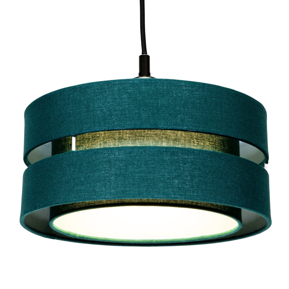 Contemporary Quality Green Linen Fabric Triple Tier Ceiling Pendant Light Shade Image 1