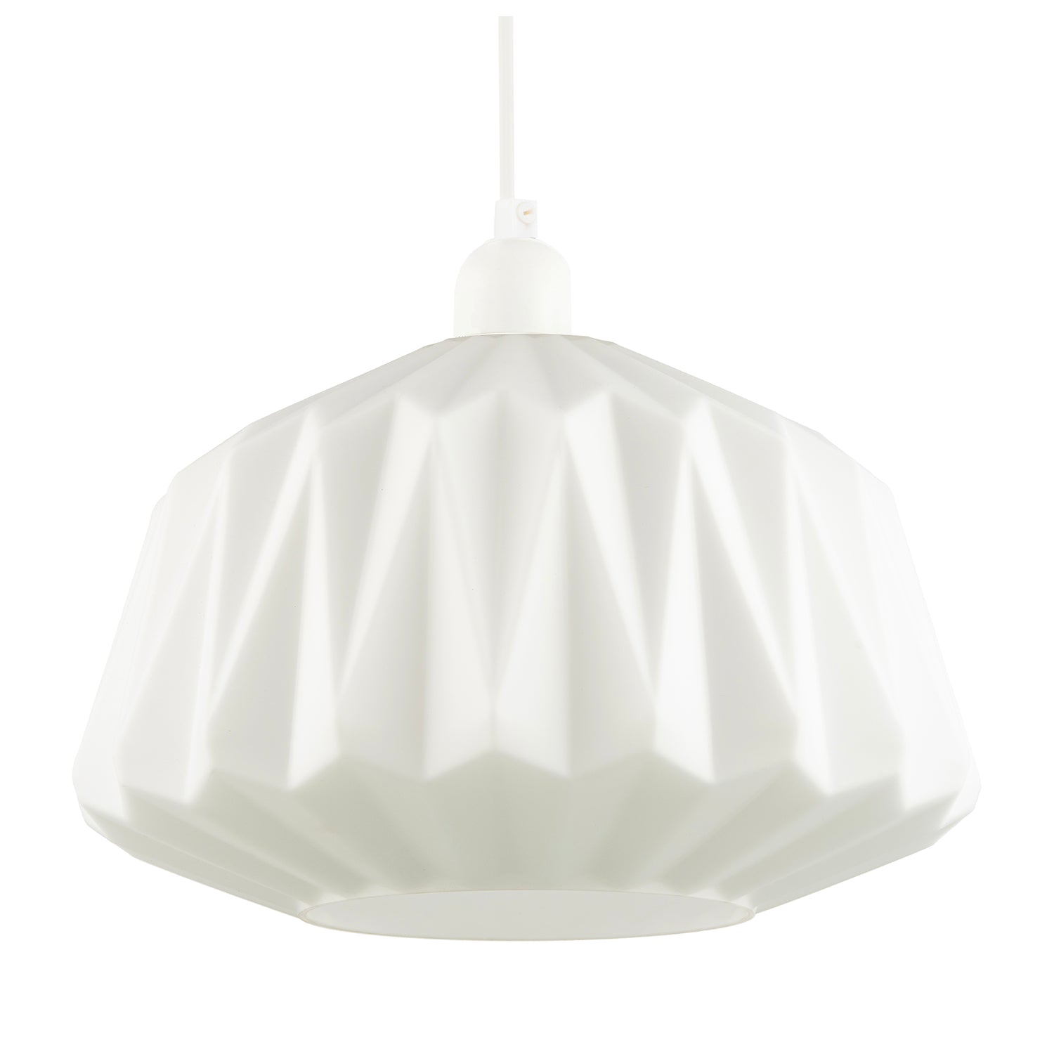 Designer Opal White Glass Pendant Shade with Triangular Shaped Grooves Image 1