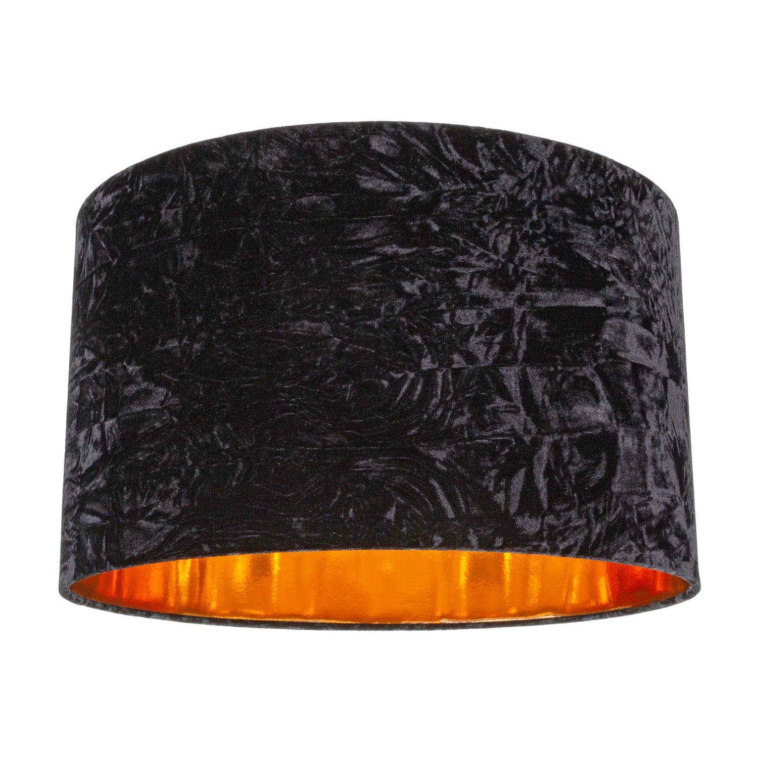 Modern Black Crushed Velvet 20" Floor/Pendant Lampshade with Shiny Copper Inner Image 1