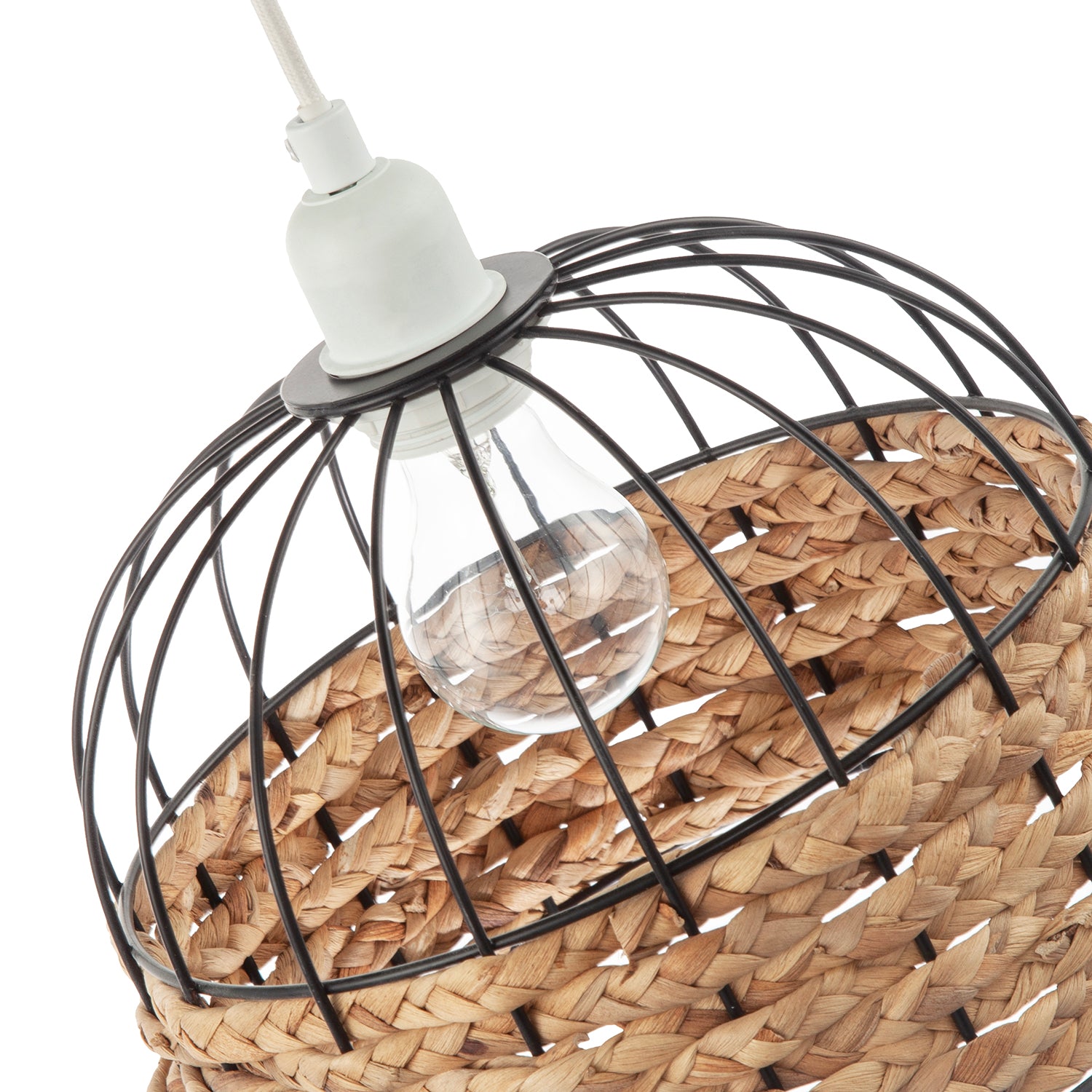 Traditional Birds Cage Black Easy Fit Pendant Shade with Paper Rope Image 3