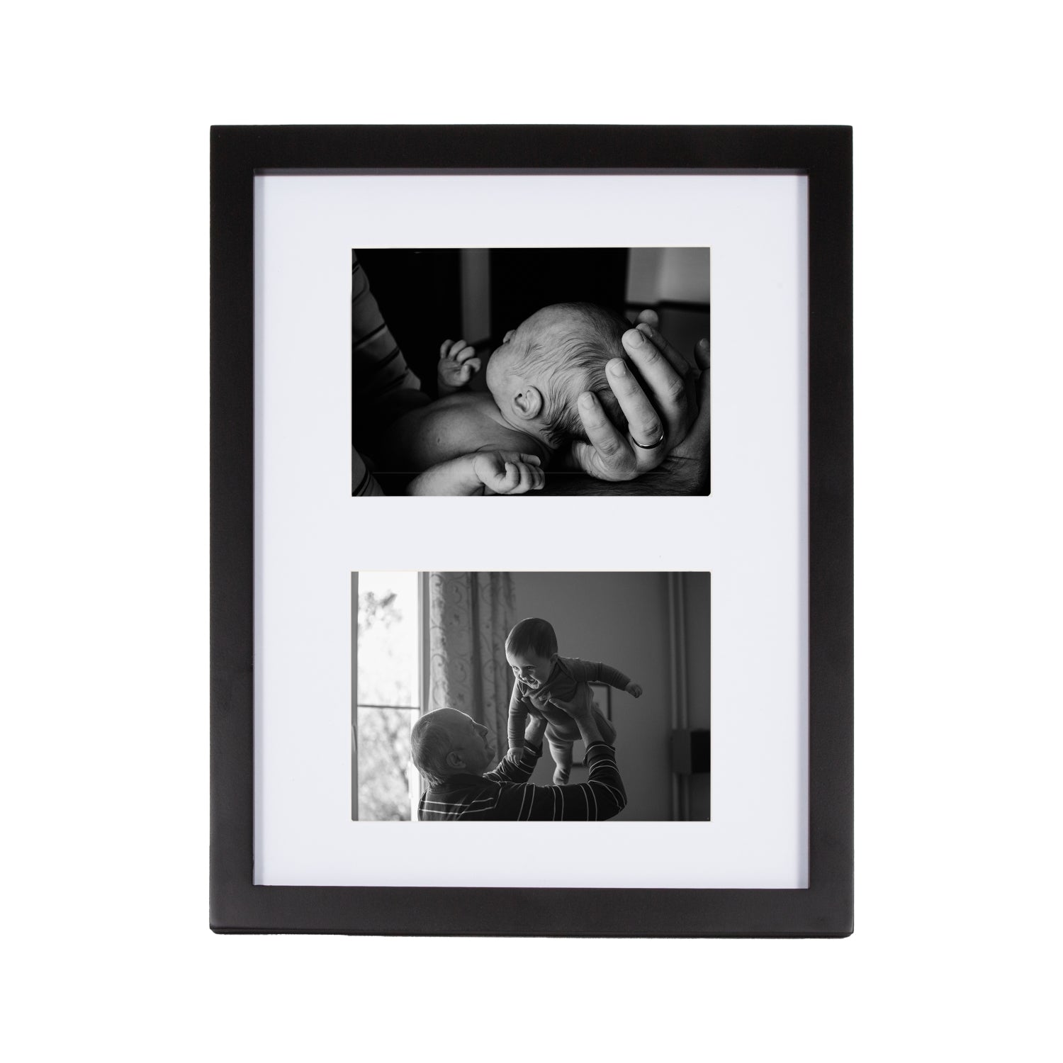 Classic Designer Mat Black MDF Double Picture Frame Free Standing or Wall Hung Image 1