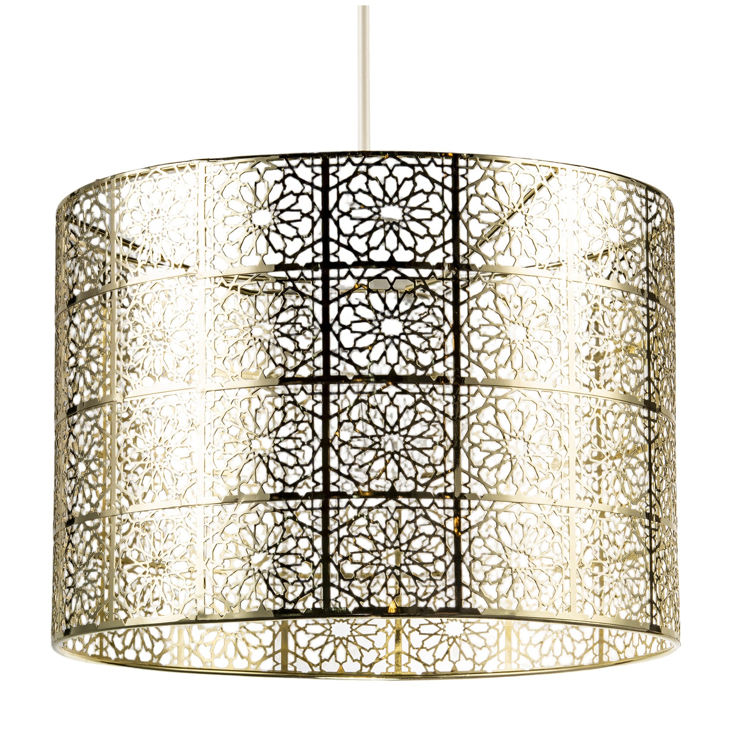 Moroccan Inspired Ceiling Pendant Light Shade in Plated Gold Finish Image 1