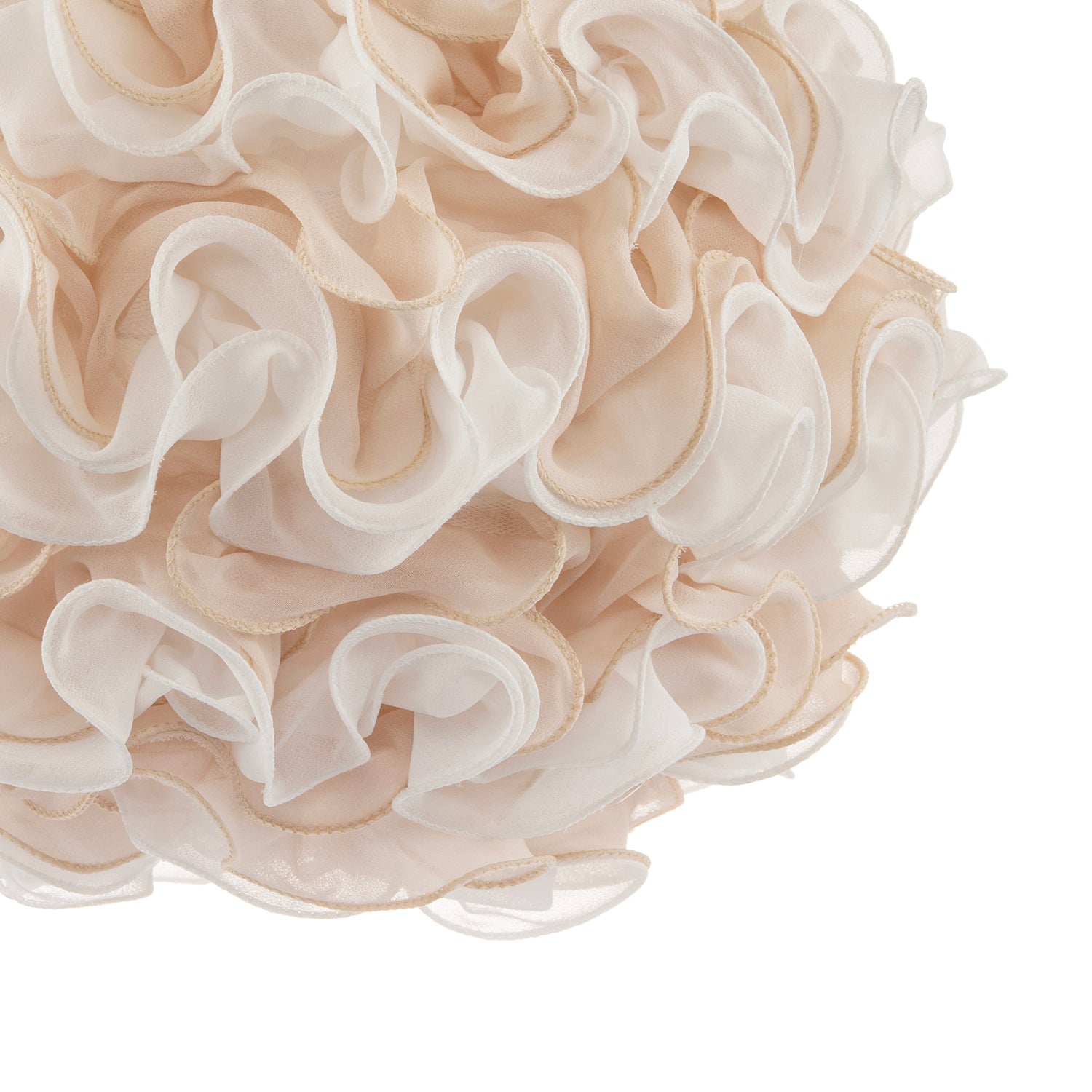 Modern White and Taupe Ribbon Velvet Fabric Round Pendant Light Shade Image 4