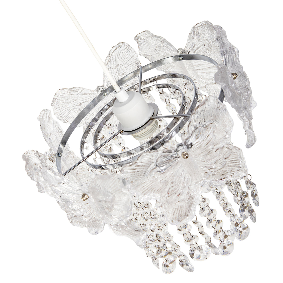 Decorative Glass Butterfly Design Pendant Lamp Shade with Chrome Frame Image 4