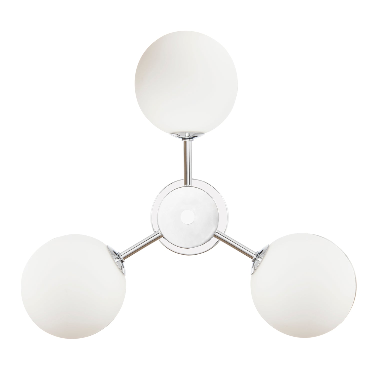 Contemporary Polished Chrome Ceiling Lamp with Opal Globe Glass Shades Image 5